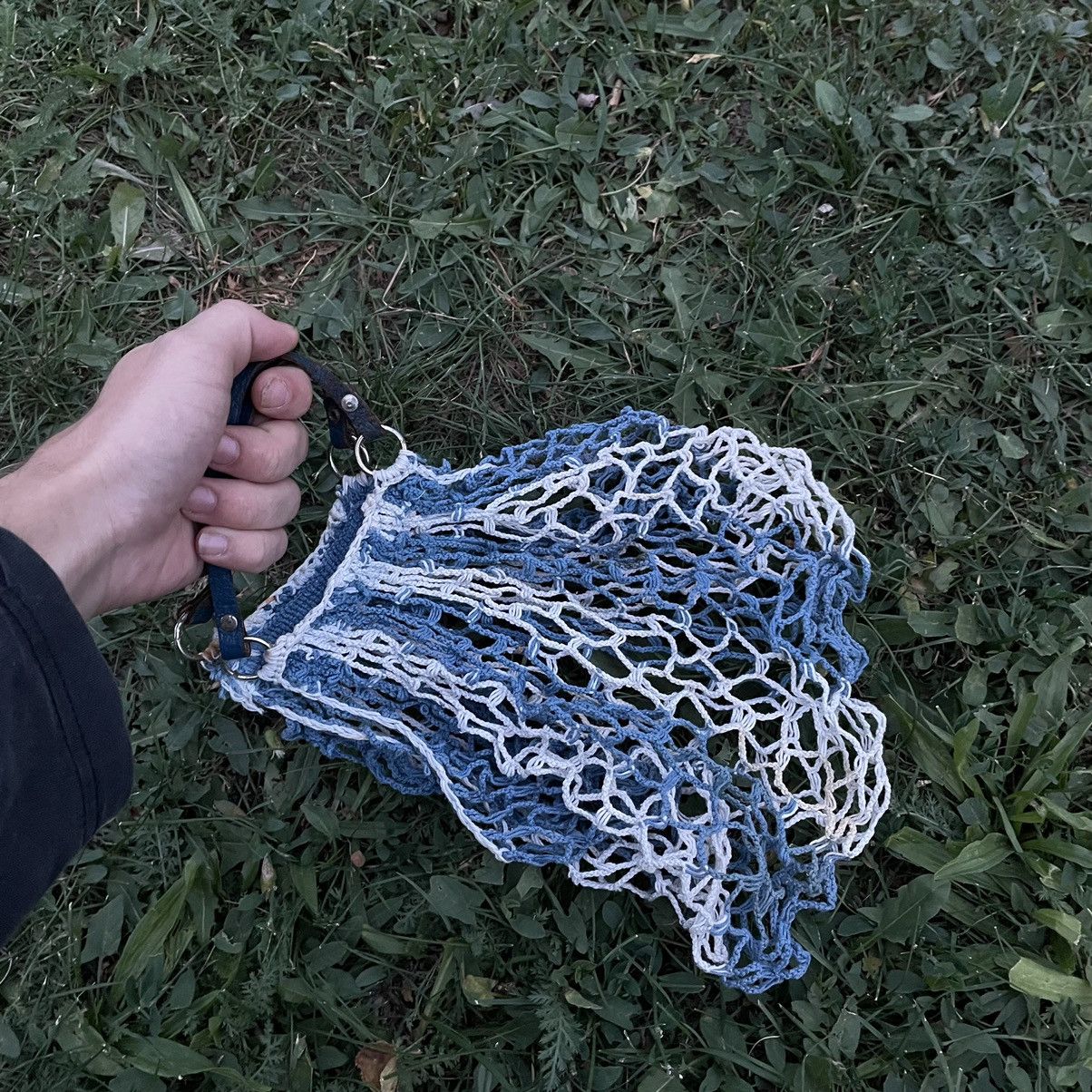Vintage Vintage Y2K Blue White Mesh Net Shopper Tote Bag Grail OS Size ONE SIZE - 5 Thumbnail