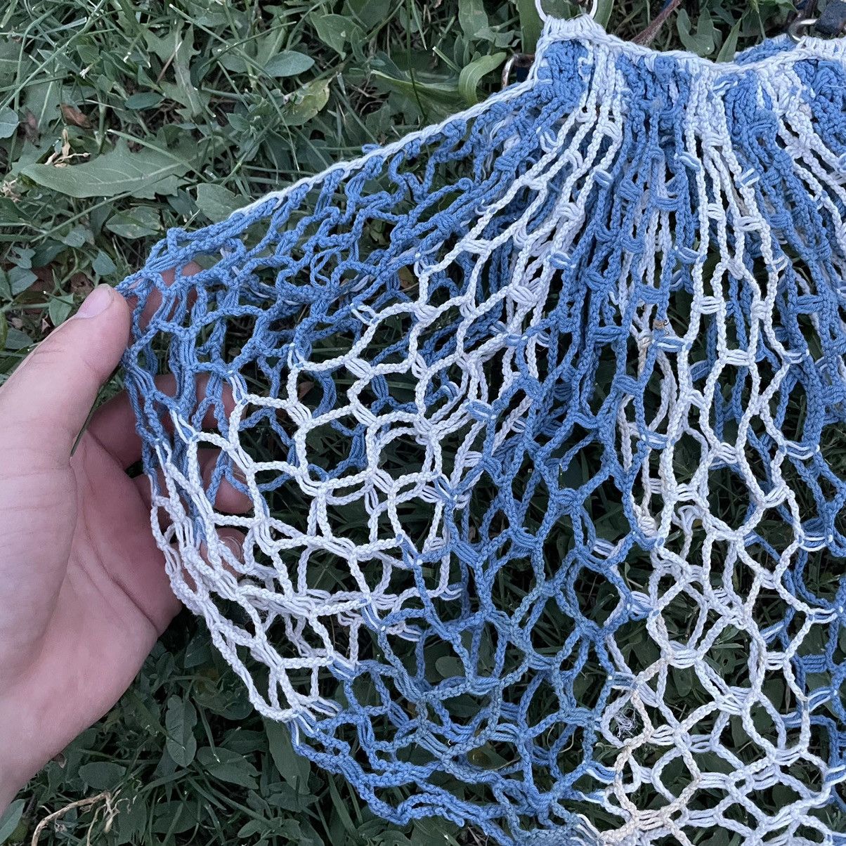 Vintage Vintage Y2K Blue White Mesh Net Shopper Tote Bag Grail OS Size ONE SIZE - 3 Thumbnail
