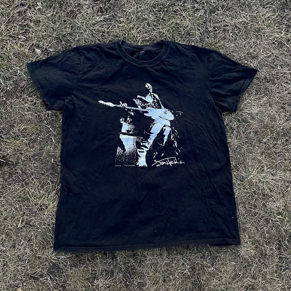 Vintage Vintage 90s Jimi Hendrix Band Graphic Tee Faded Black Boxy L Size US L / EU 52-54 / 3 - 1 Thumbnail