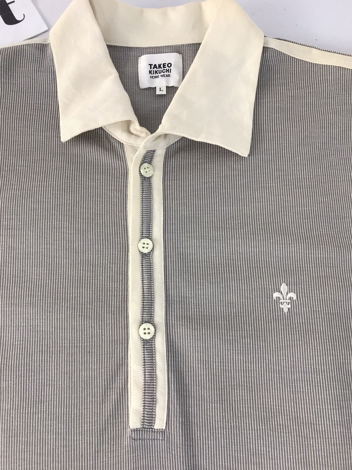 Japanese Brand × Takeo Kikuchi Vintage Takeo Kikuchi Striped Design Polo T.Shirt Style Size US L / EU 52-54 / 3 - 4 Thumbnail
