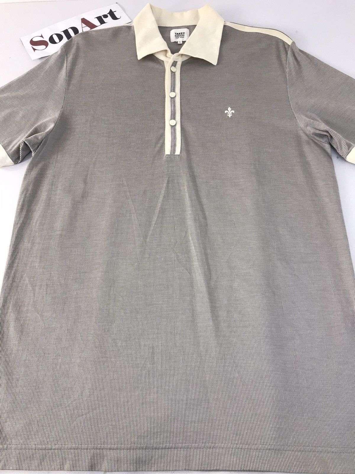 Japanese Brand × Takeo Kikuchi Vintage Takeo Kikuchi Striped Design Polo T.Shirt Style Size US L / EU 52-54 / 3 - 3 Thumbnail