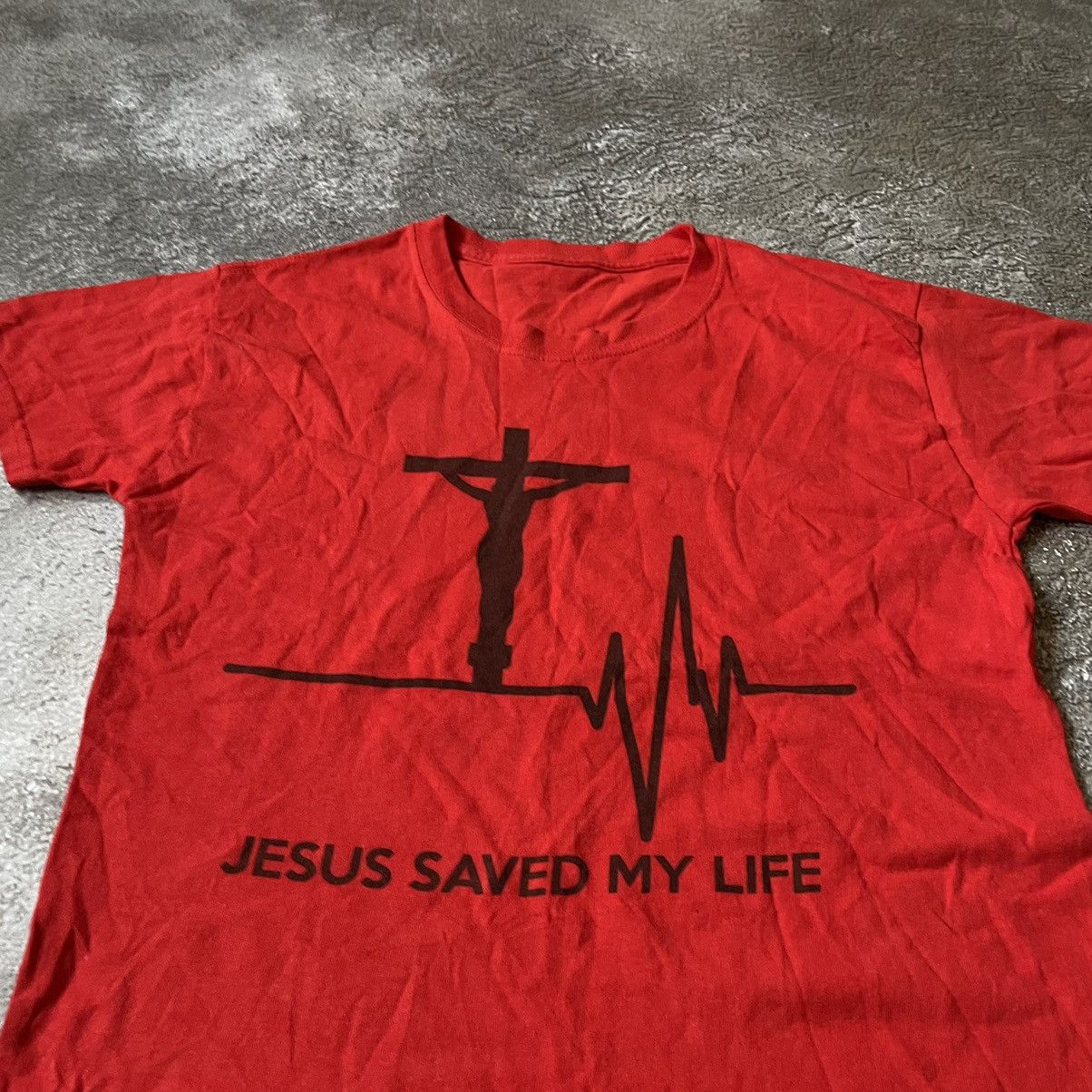Vintage Vintage Y2K Graphic Tee Jesus Save My Life Grunge Red Boxy S Size US S / EU 44-46 / 1 - 5 Thumbnail