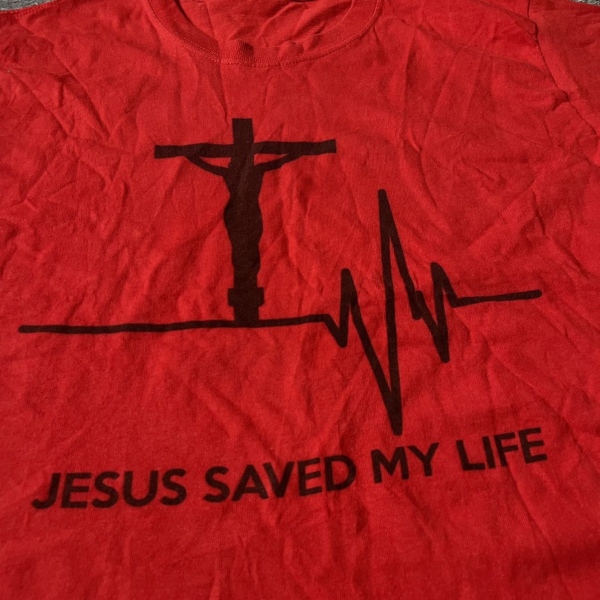 Vintage Vintage Y2K Graphic Tee Jesus Save My Life Grunge Red Boxy S Size US S / EU 44-46 / 1 - 6 Thumbnail