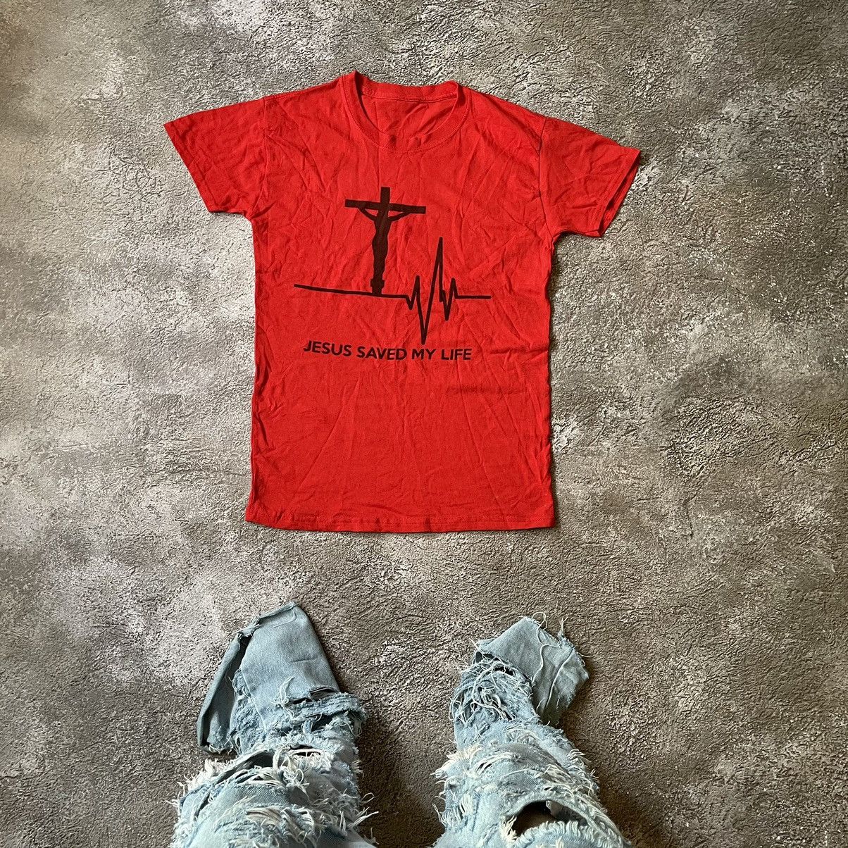 Vintage Vintage Y2K Graphic Tee Jesus Save My Life Grunge Red Boxy S Size US S / EU 44-46 / 1 - 1 Thumbnail