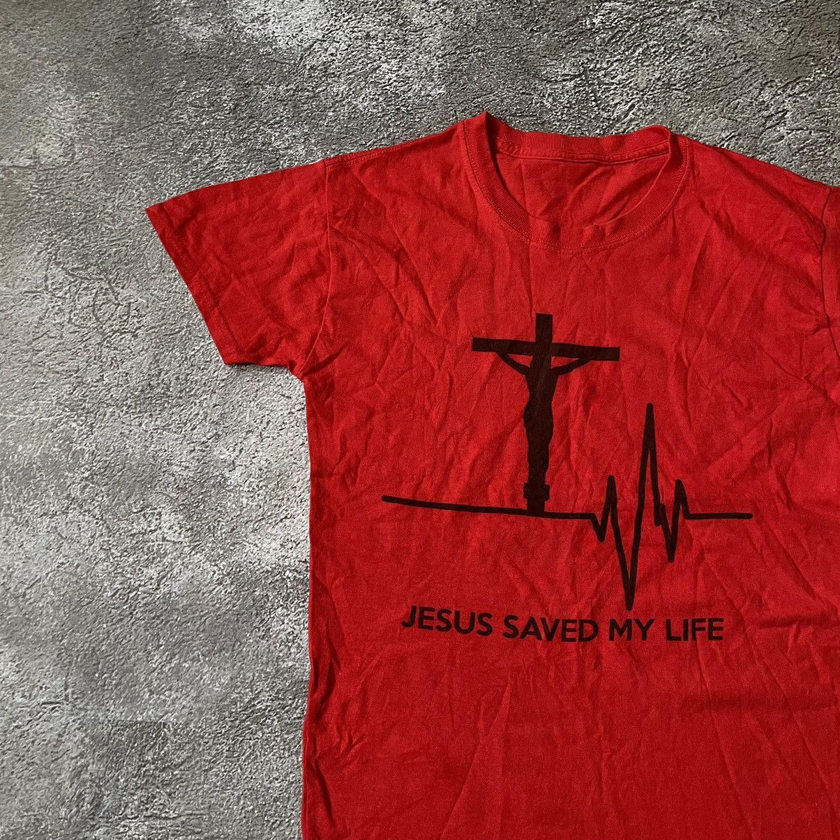 Vintage Vintage Y2K Graphic Tee Jesus Save My Life Grunge Red Boxy S Size US S / EU 44-46 / 1 - 4 Thumbnail