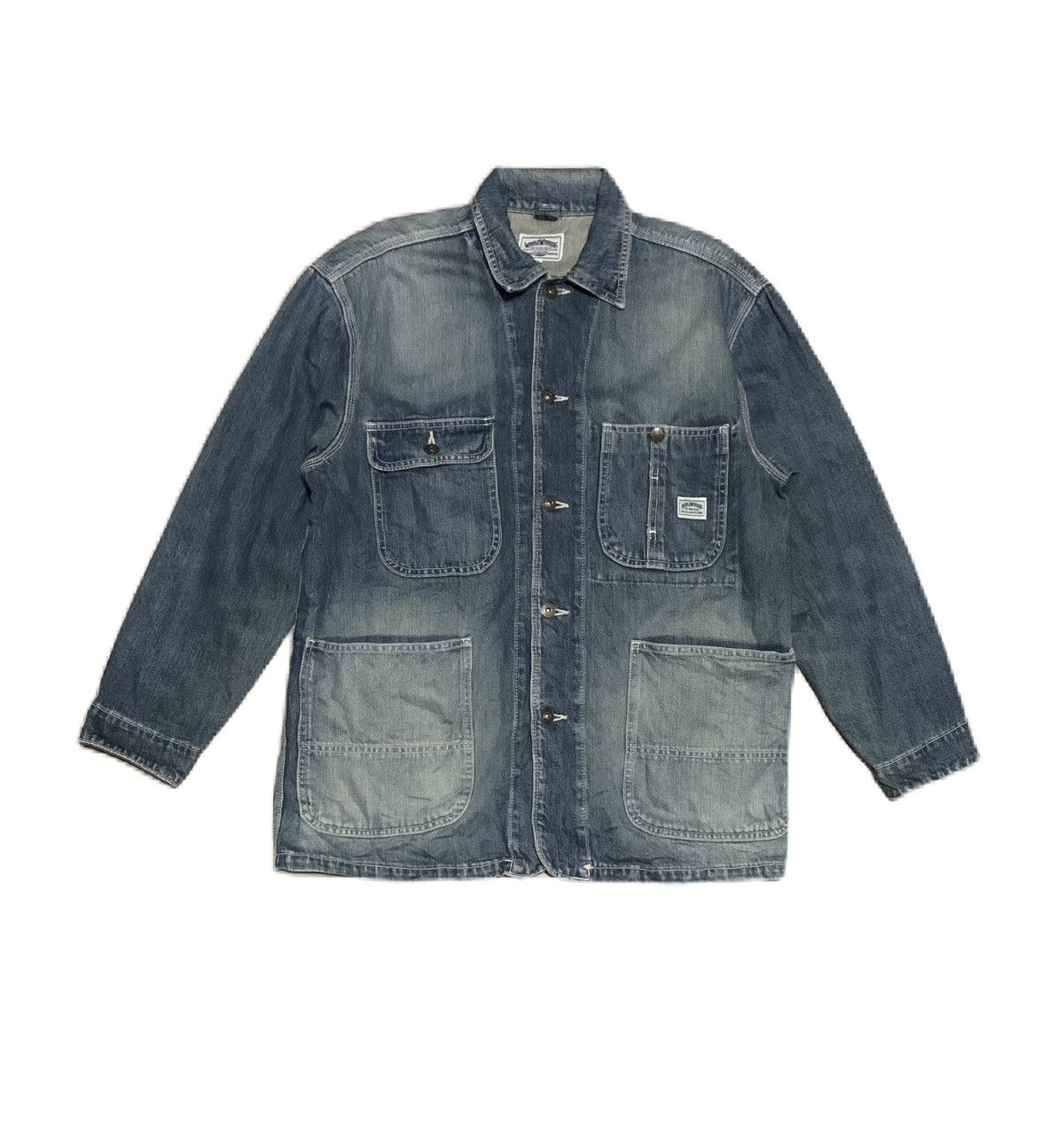 image of Vintage 80's Big John Workwear Denim Jacket in Faded Blue Denim, Men's (Size Medium)