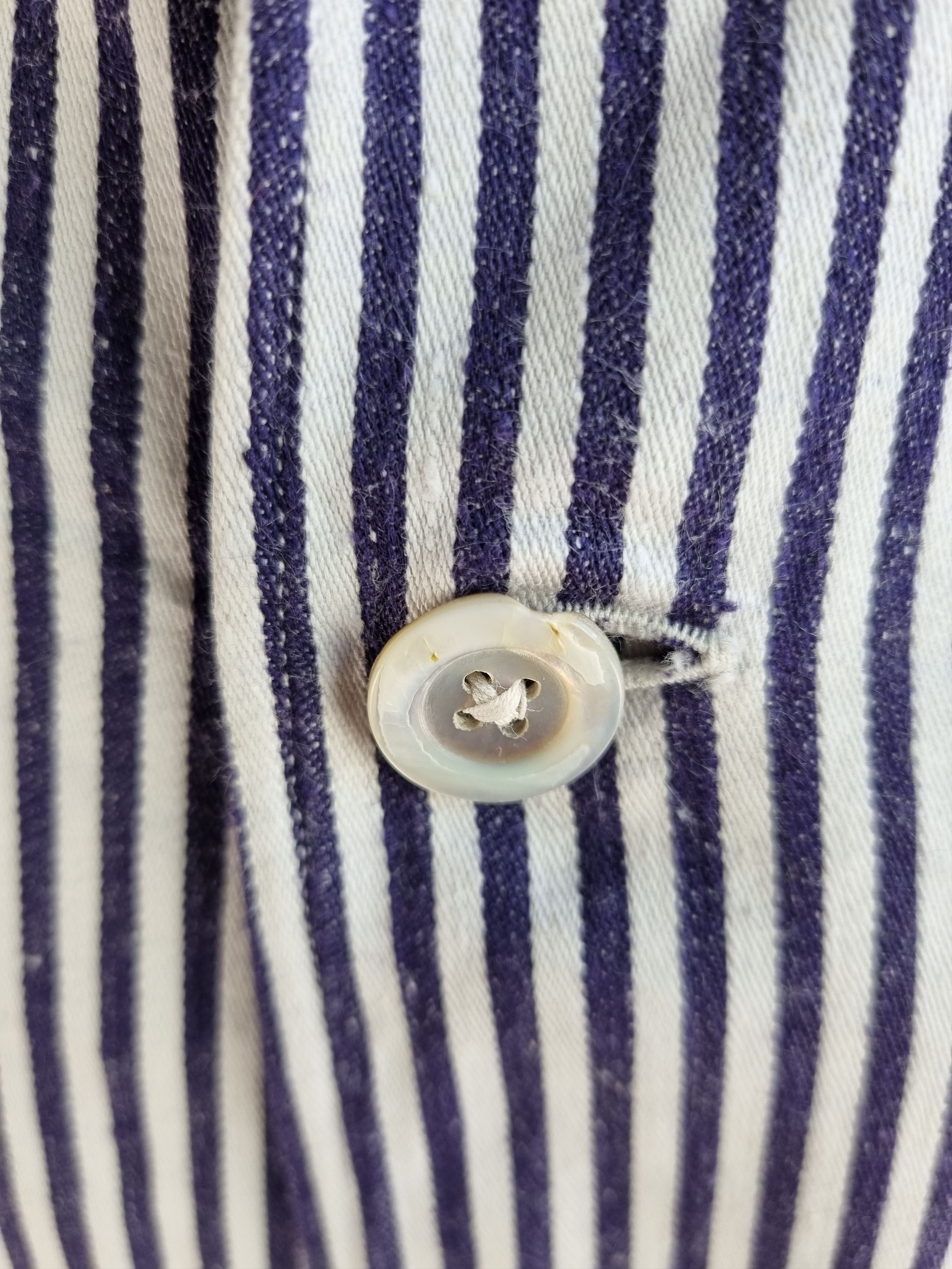 Le Laboureur × Vetra × Vintage Unique 60s Worker Chore Pearl Buttons Striped Light Jacket Size US M / EU 48-50 / 2 - 16 Thumbnail