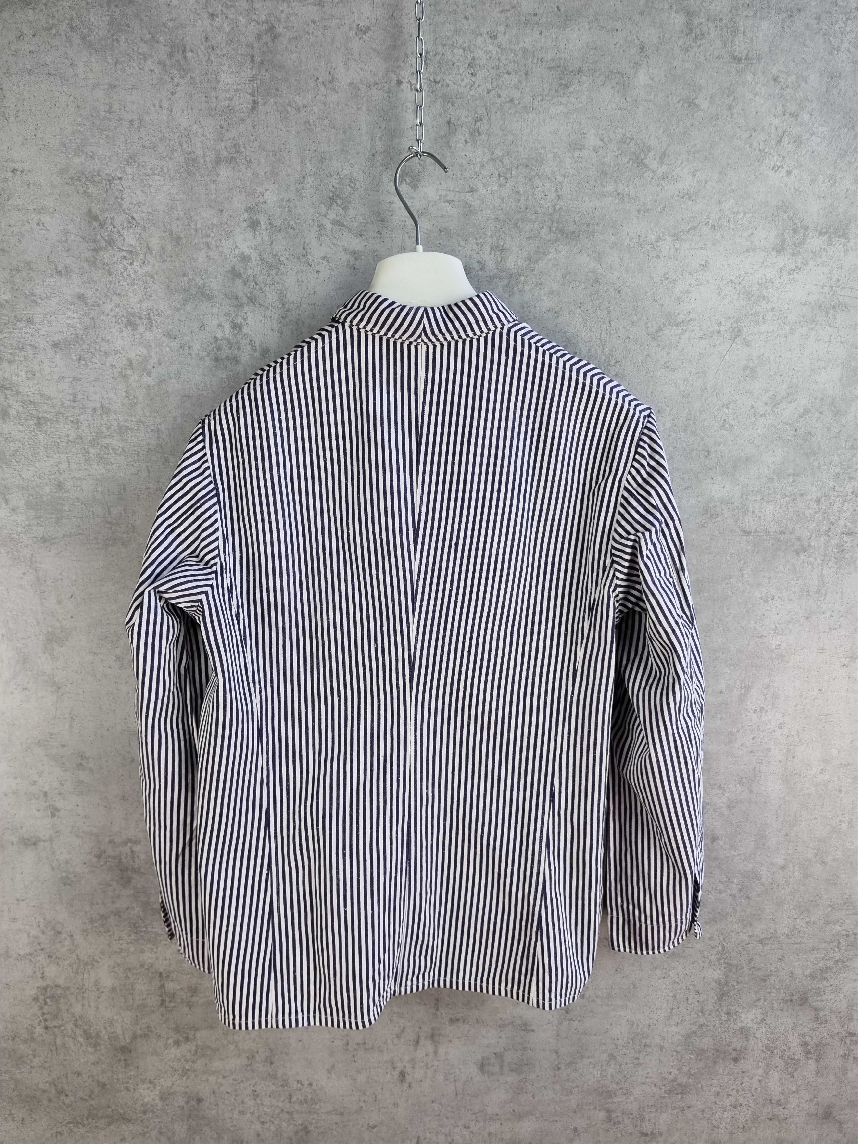 Le Laboureur × Vetra × Vintage Unique 60s Worker Chore Pearl Buttons Striped Light Jacket Size US M / EU 48-50 / 2 - 11 Thumbnail
