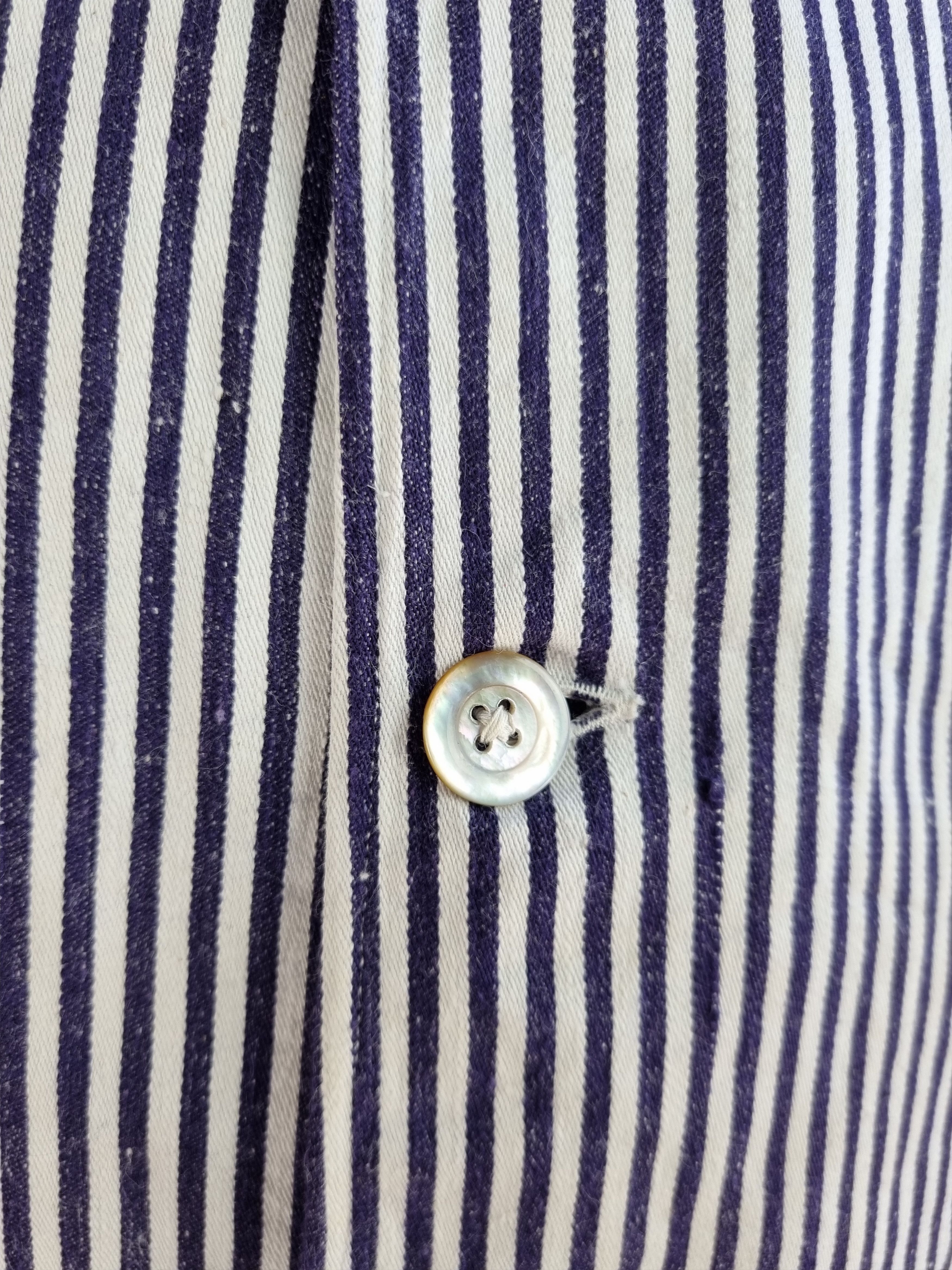 Le Laboureur × Vetra × Vintage Unique 60s Worker Chore Pearl Buttons Striped Light Jacket Size US M / EU 48-50 / 2 - 15 Thumbnail