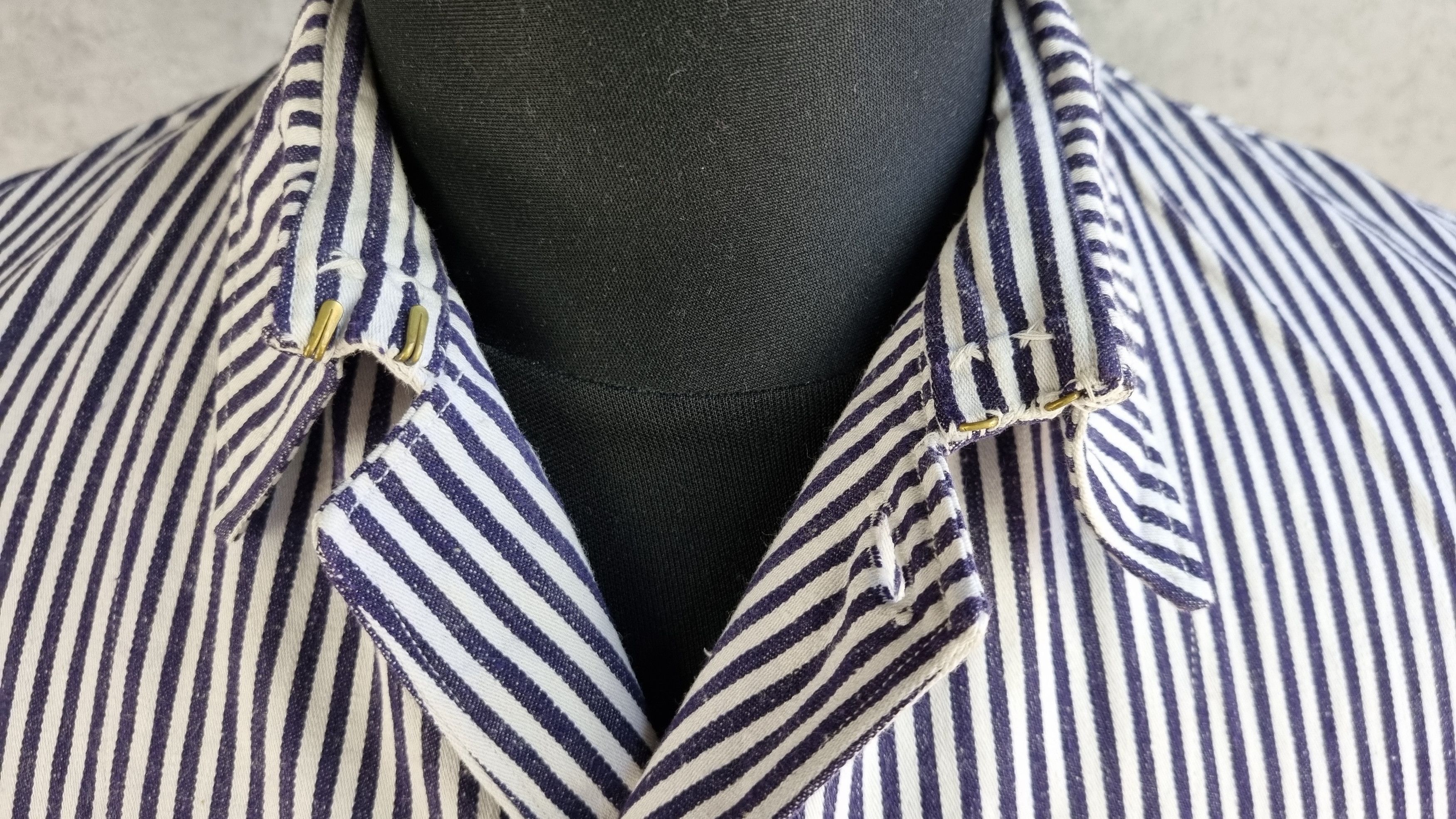 Le Laboureur × Vetra × Vintage Unique 60s Worker Chore Pearl Buttons Striped Light Jacket Size US M / EU 48-50 / 2 - 22 Thumbnail