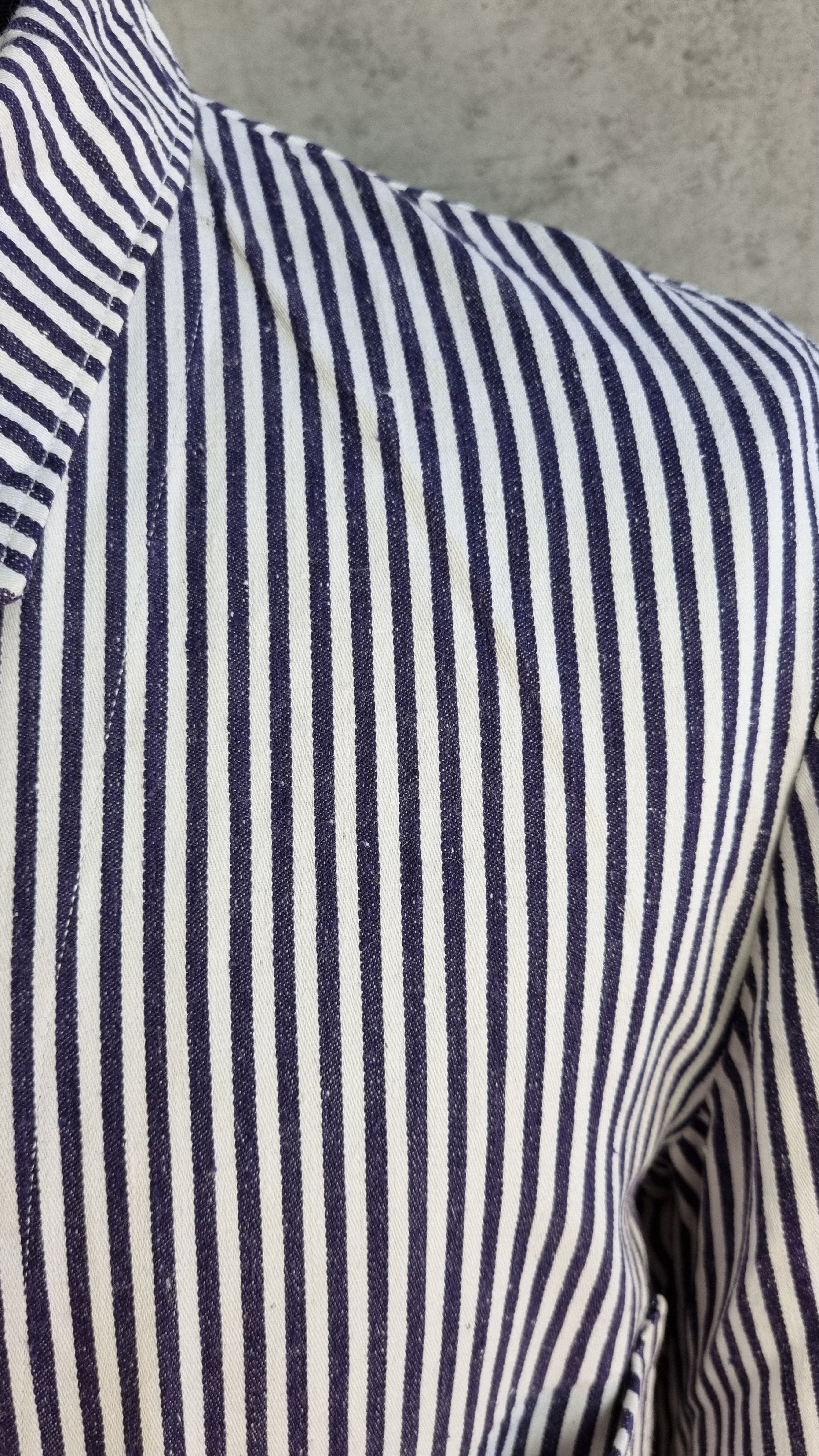 Le Laboureur × Vetra × Vintage Unique 60s Worker Chore Pearl Buttons Striped Light Jacket Size US M / EU 48-50 / 2 - 21 Thumbnail