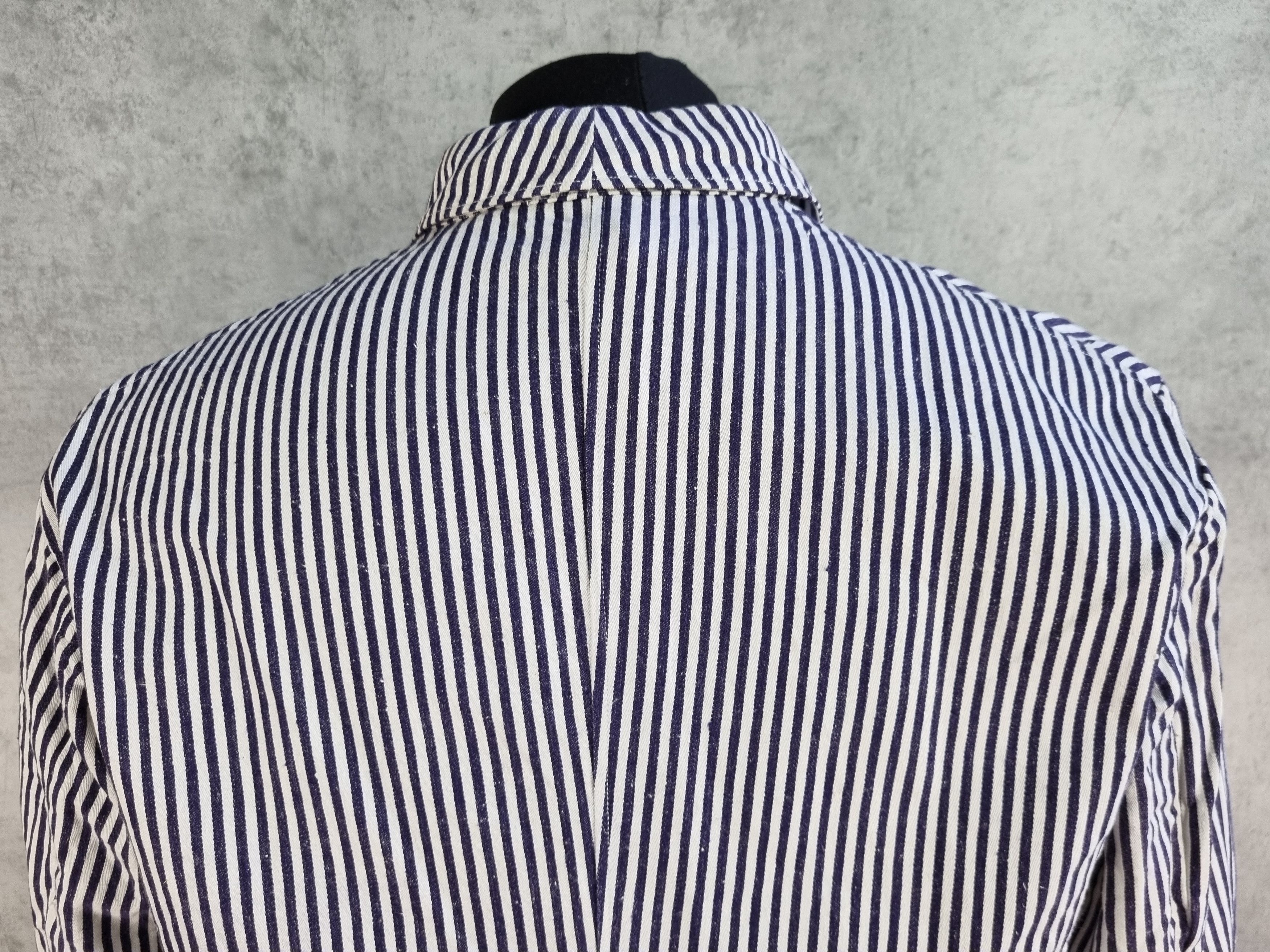 Le Laboureur × Vetra × Vintage Unique 60s Worker Chore Pearl Buttons Striped Light Jacket Size US M / EU 48-50 / 2 - 10 Thumbnail