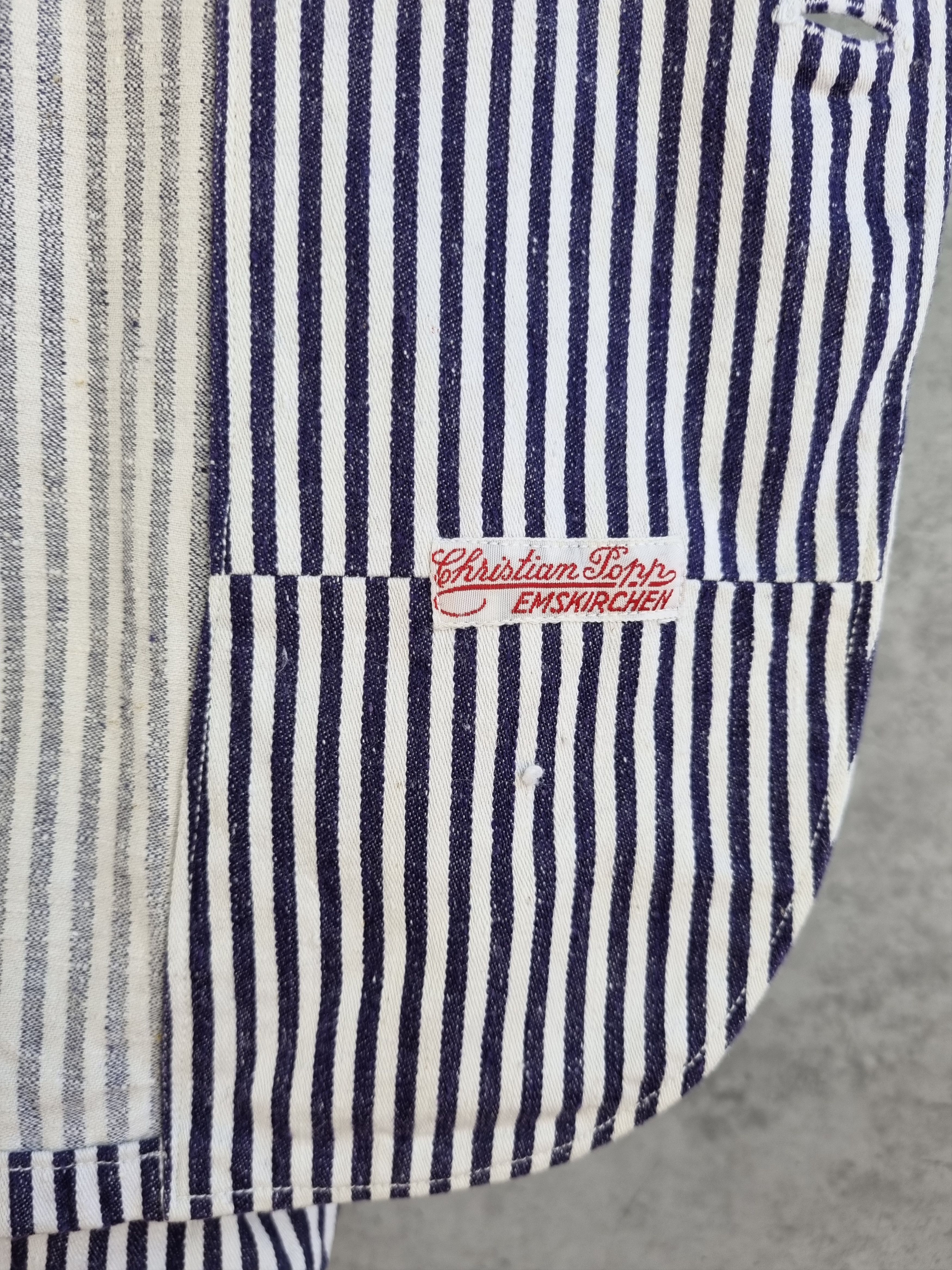 Le Laboureur × Vetra × Vintage Unique 60s Worker Chore Pearl Buttons Striped Light Jacket Size US M / EU 48-50 / 2 - 13 Thumbnail