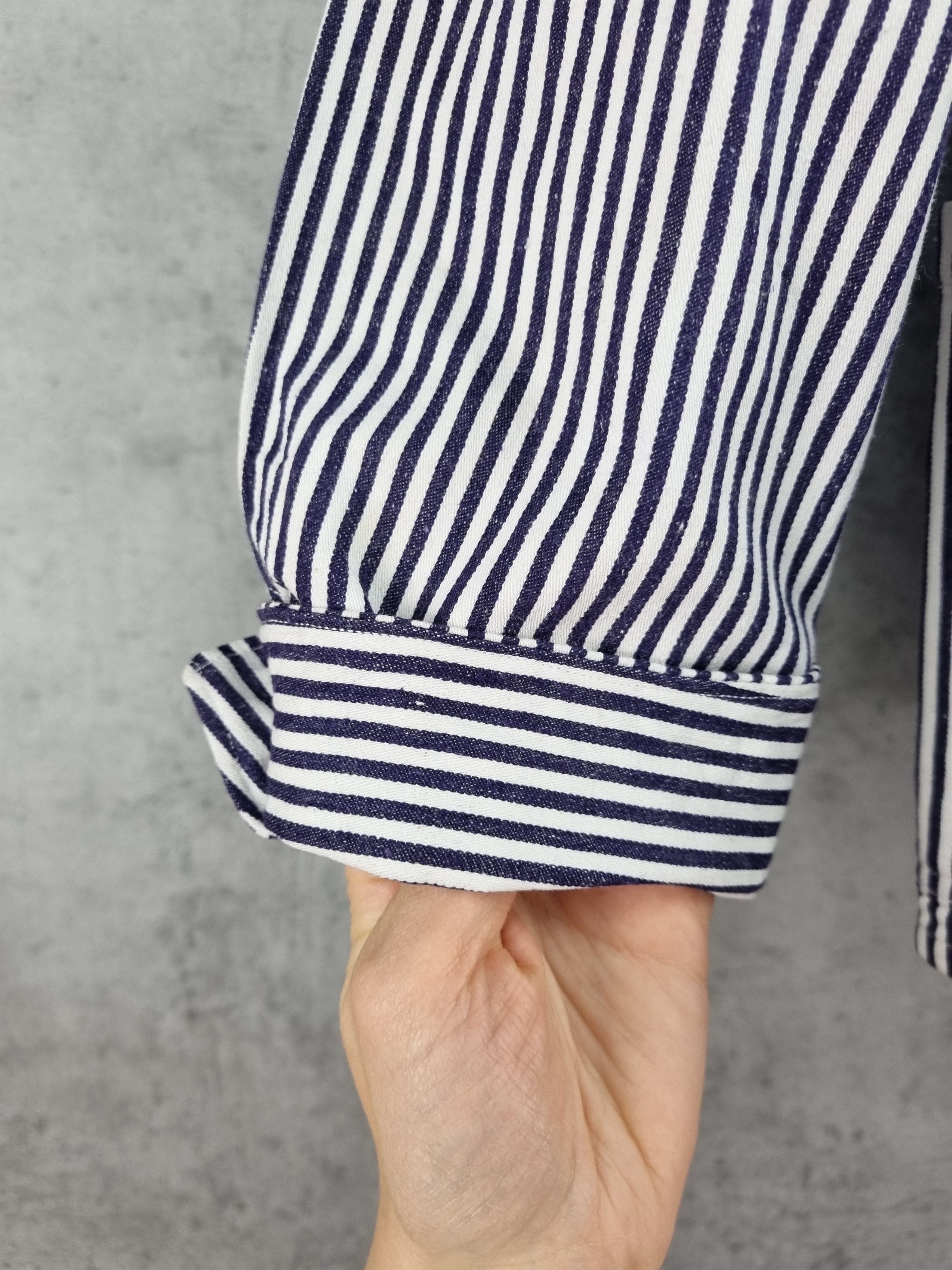 Le Laboureur × Vetra × Vintage Unique 60s Worker Chore Pearl Buttons Striped Light Jacket Size US M / EU 48-50 / 2 - 17 Thumbnail