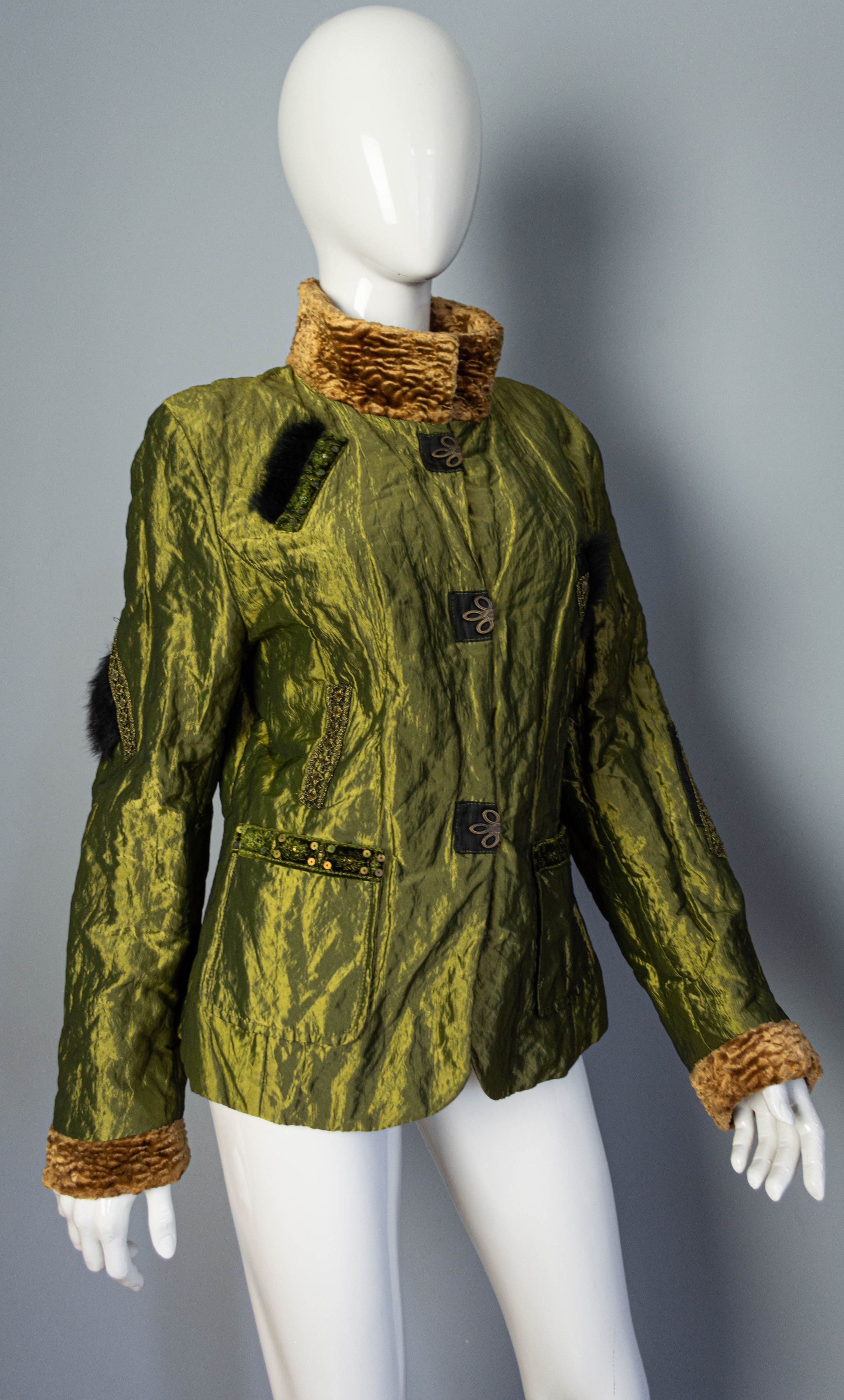 TUZZI green jacket light vintage retro grunge