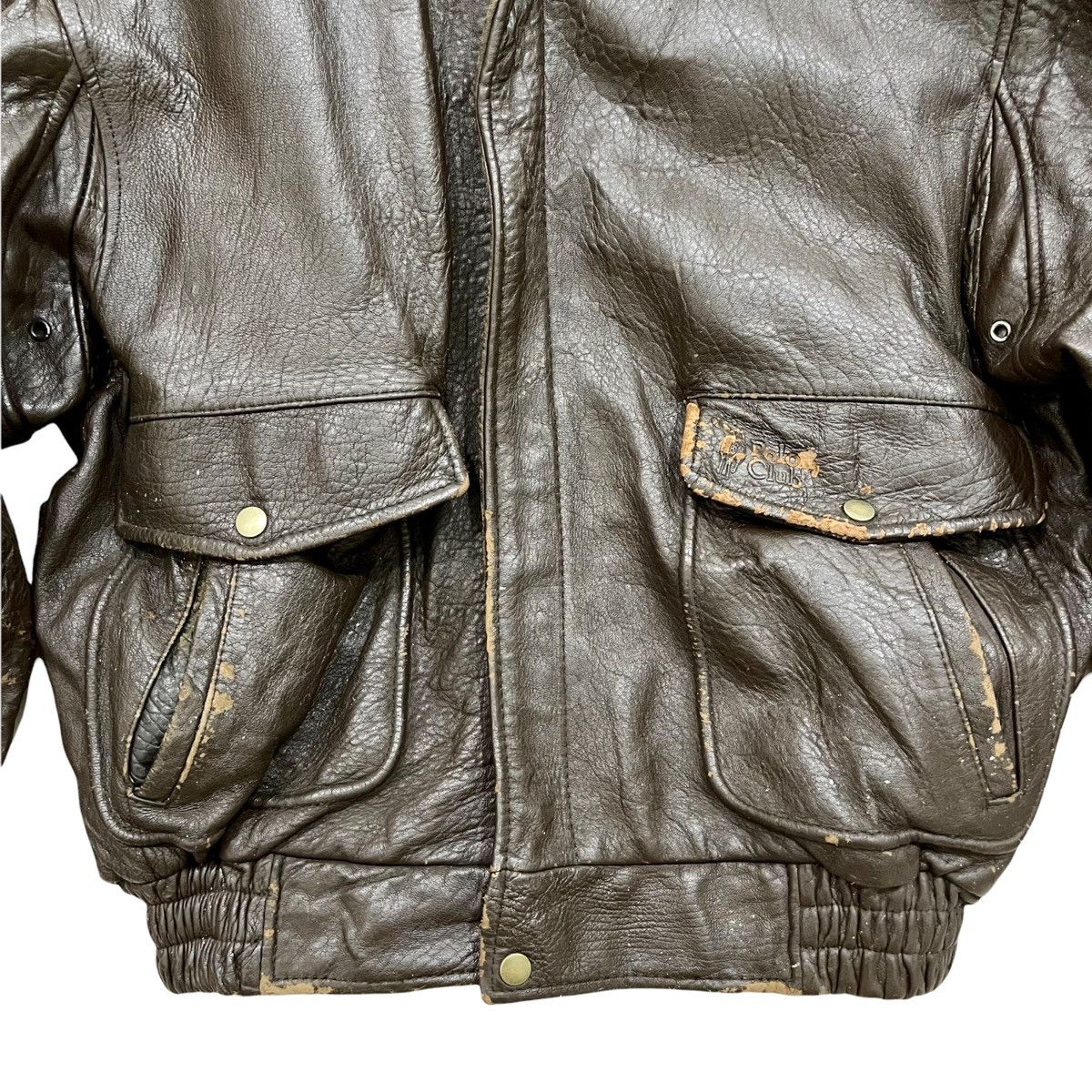 Vintage!! US Navy Polo Club Leather Flight Bomber Jacket