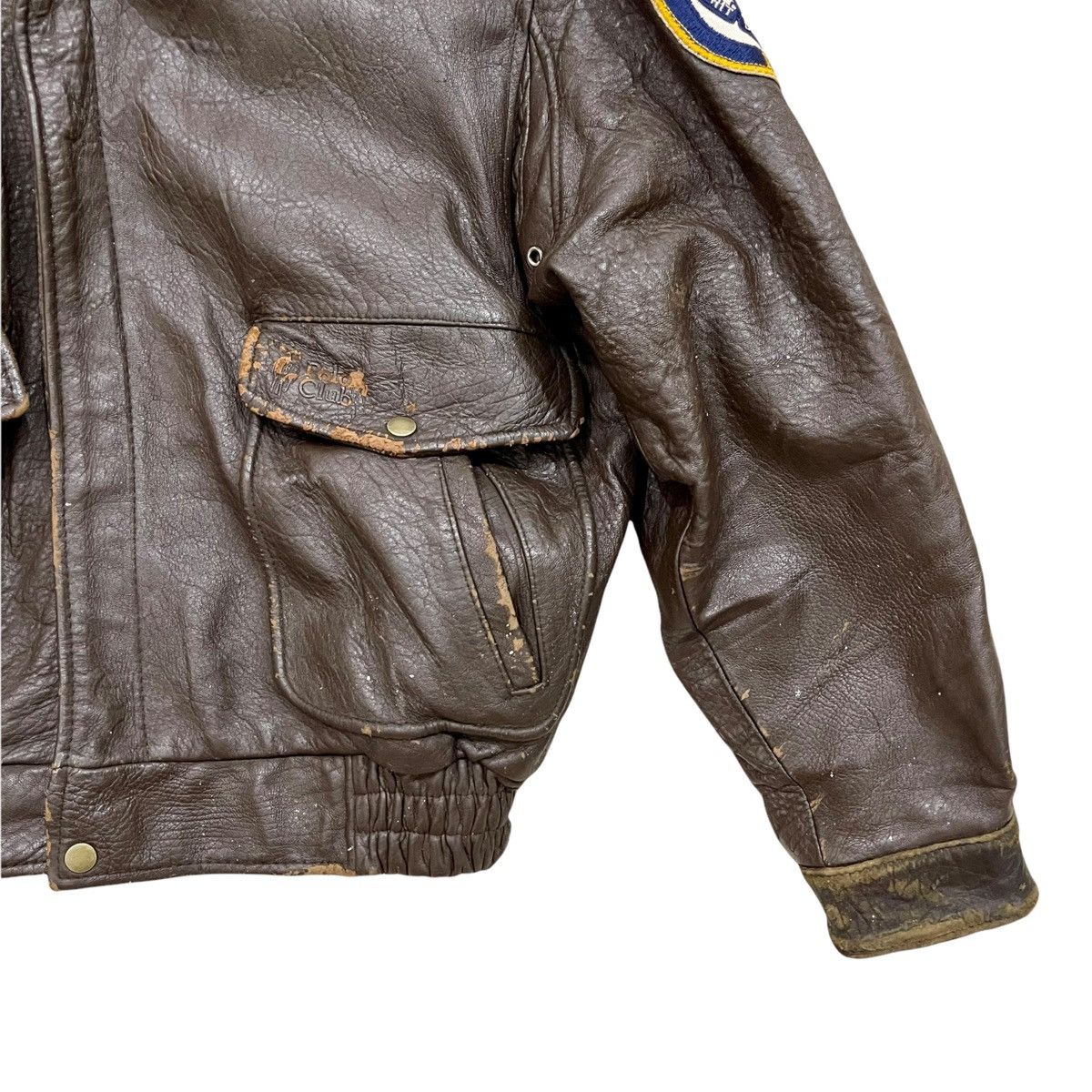 Vintage!! US Navy Polo Club Leather Flight Bomber Jacket