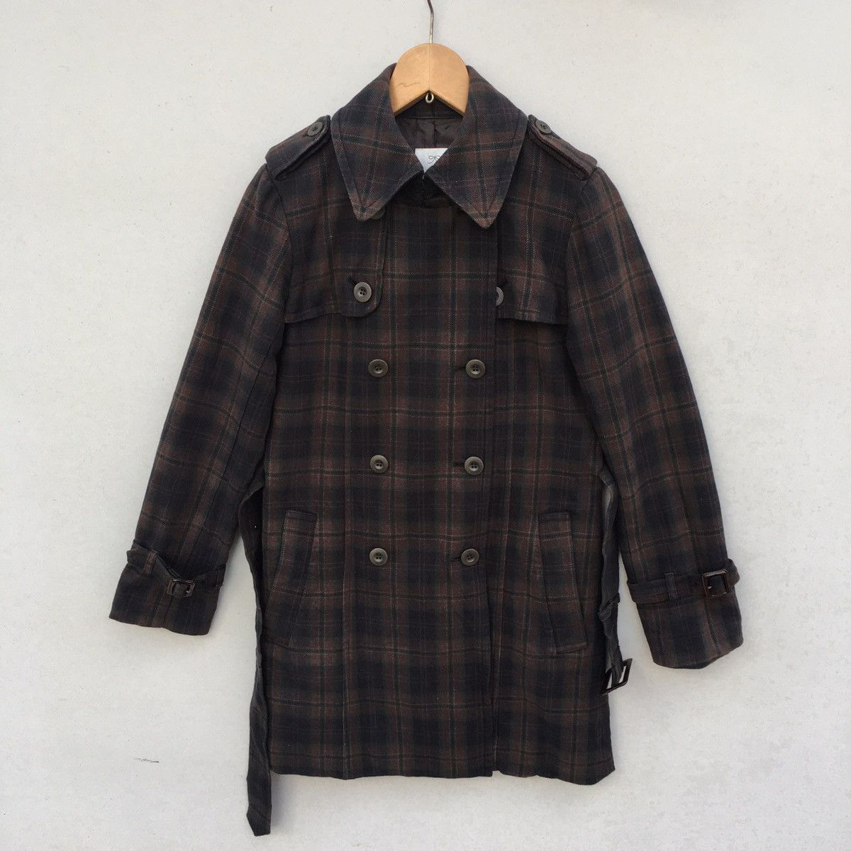 Designer × Japanese Brand Tasse Tasse Double Breast Plaid Parka/Trench Coat Sz 2 Size US S / EU 44-46 / 1 - 11 Thumbnail