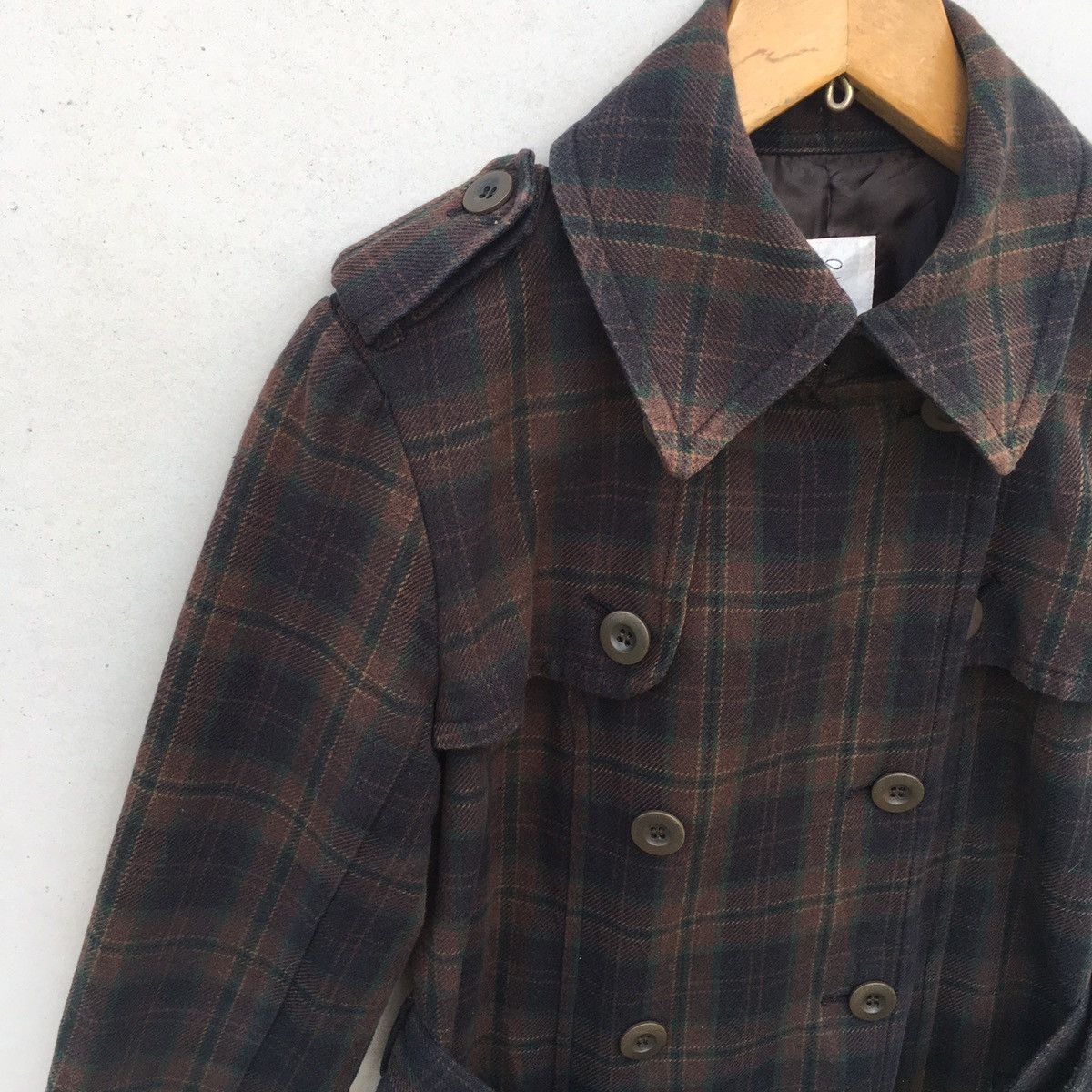 Designer × Japanese Brand Tasse Tasse Double Breast Plaid Parka/Trench Coat Sz 2 Size US S / EU 44-46 / 1 - 7 Thumbnail