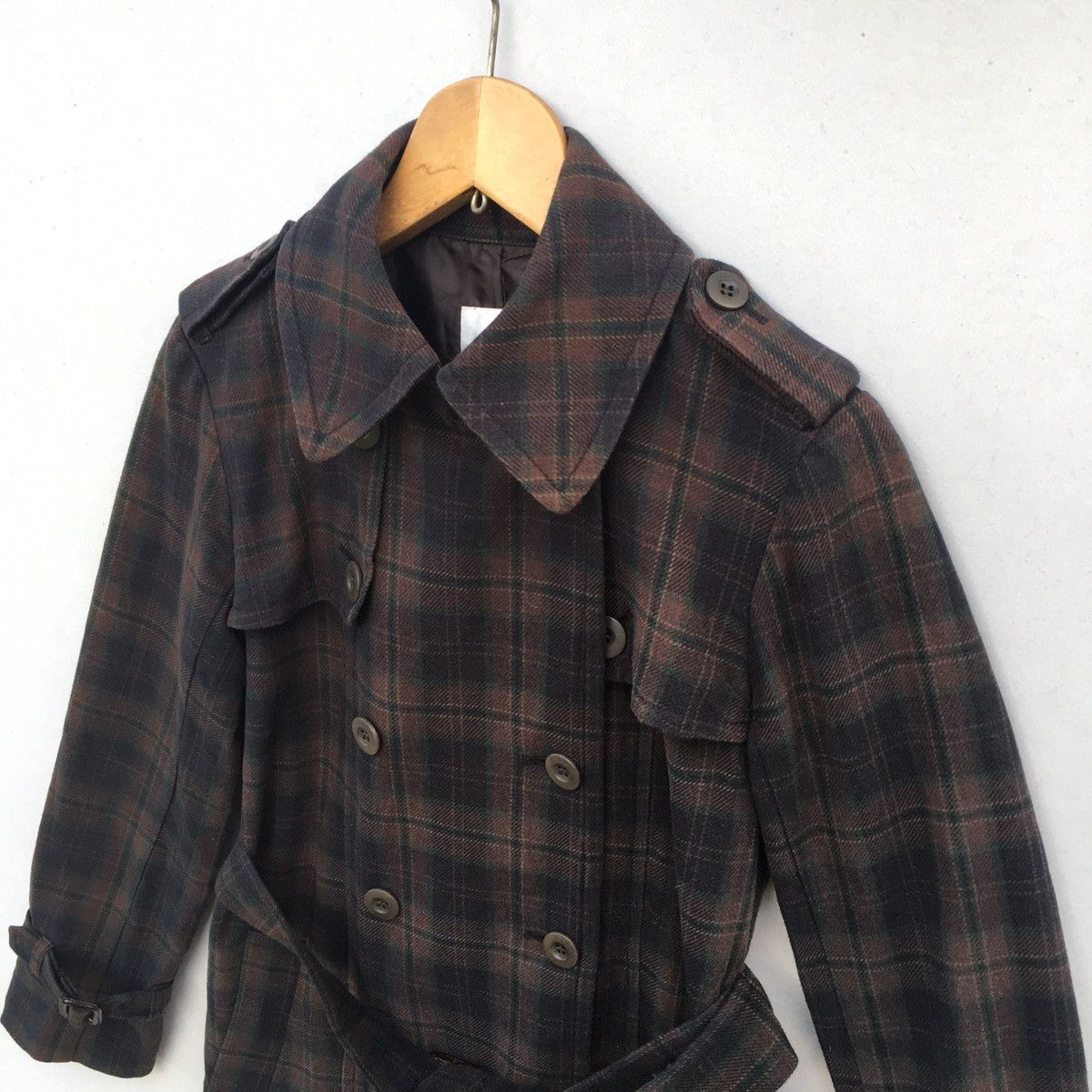 Designer × Japanese Brand Tasse Tasse Double Breast Plaid Parka/Trench Coat Sz 2 Size US S / EU 44-46 / 1 - 3 Thumbnail