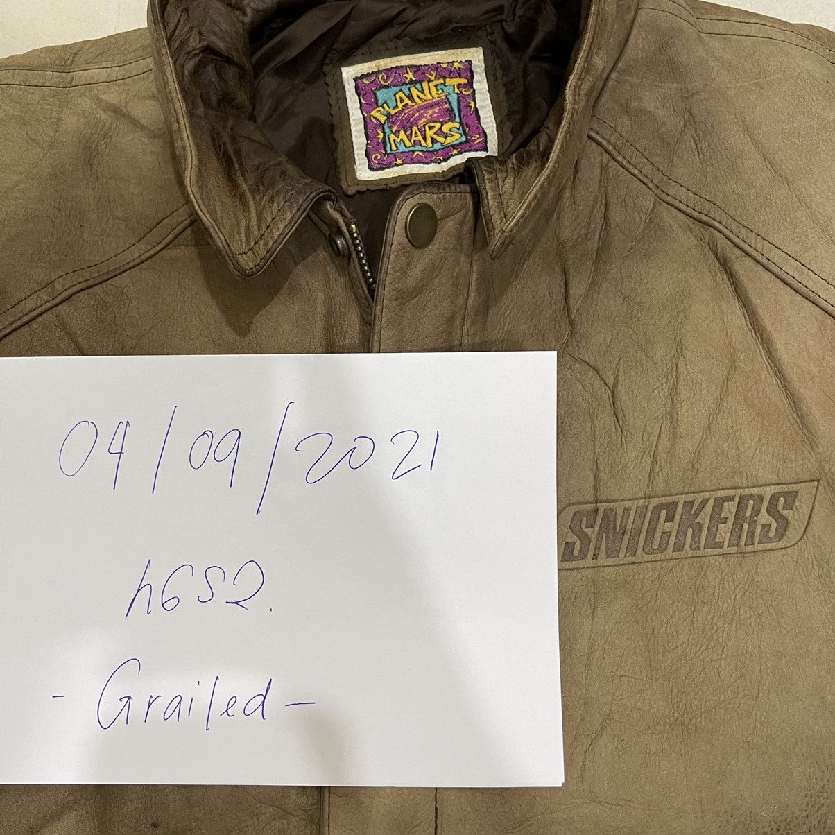 Japanese Brand × Leather × Vintage 🔥Rare🔥Vintage 90s Snickers Genuine Leather Bomber Jacket Size US L / EU 52-54 / 3 - 11 Thumbnail