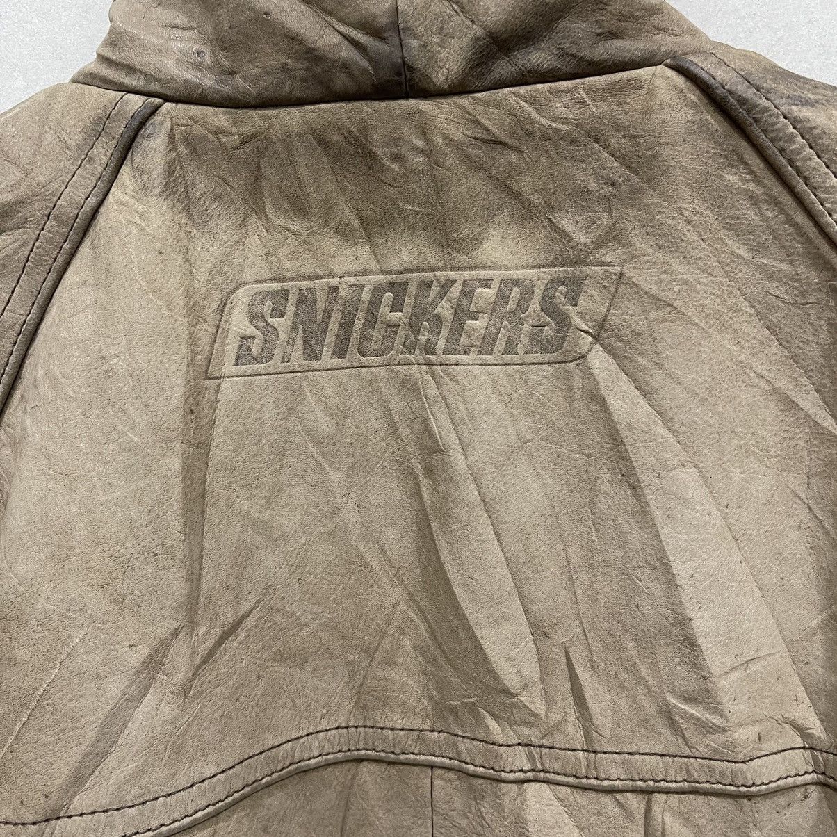 Japanese Brand × Leather × Vintage 🔥Rare🔥Vintage 90s Snickers Genuine Leather Bomber Jacket Size US L / EU 52-54 / 3 - 10 Thumbnail