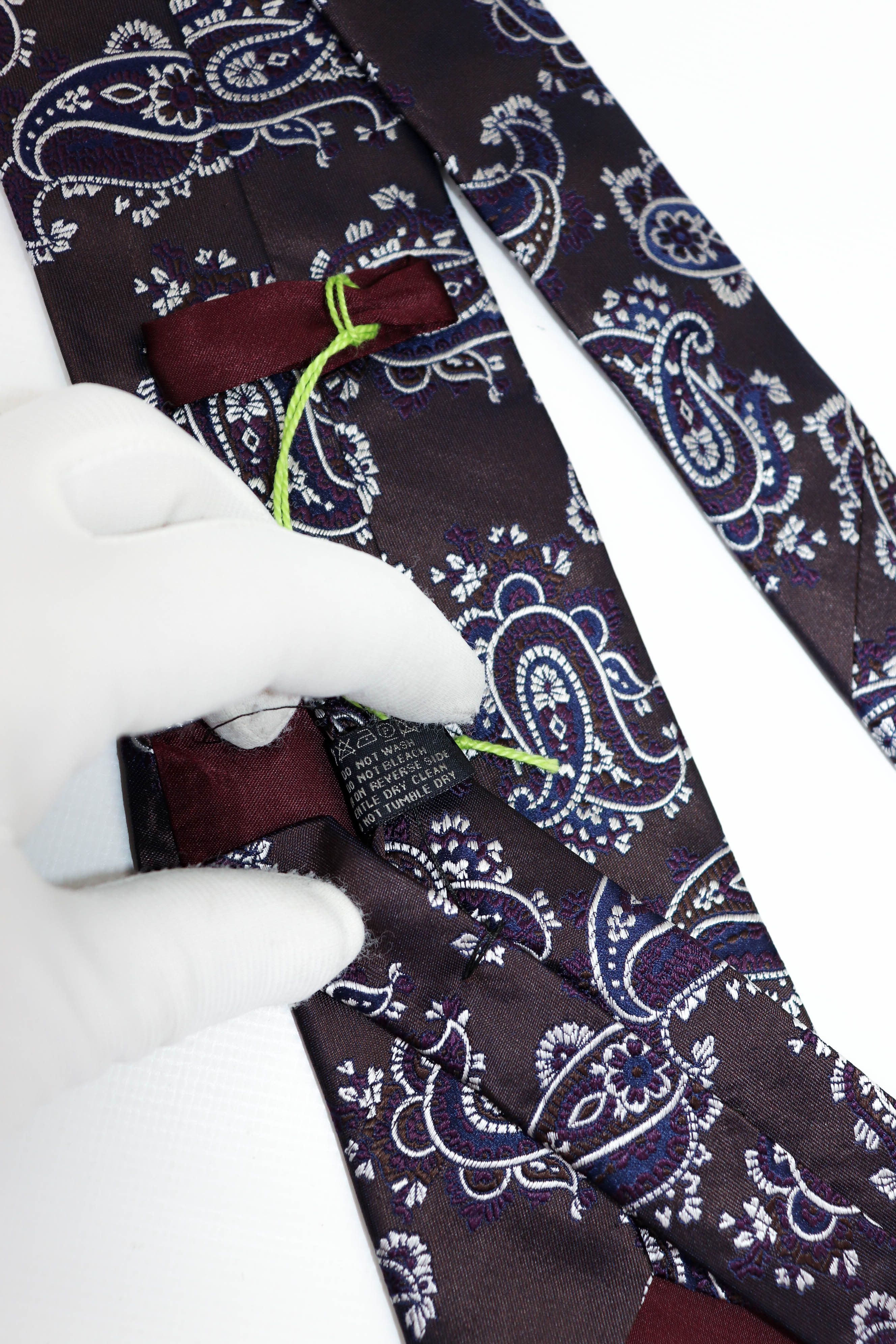Etro ETRO Milano Brown Purple Embro Paisley Pattern Silk Tie Size ONE SIZE - 6 Thumbnail