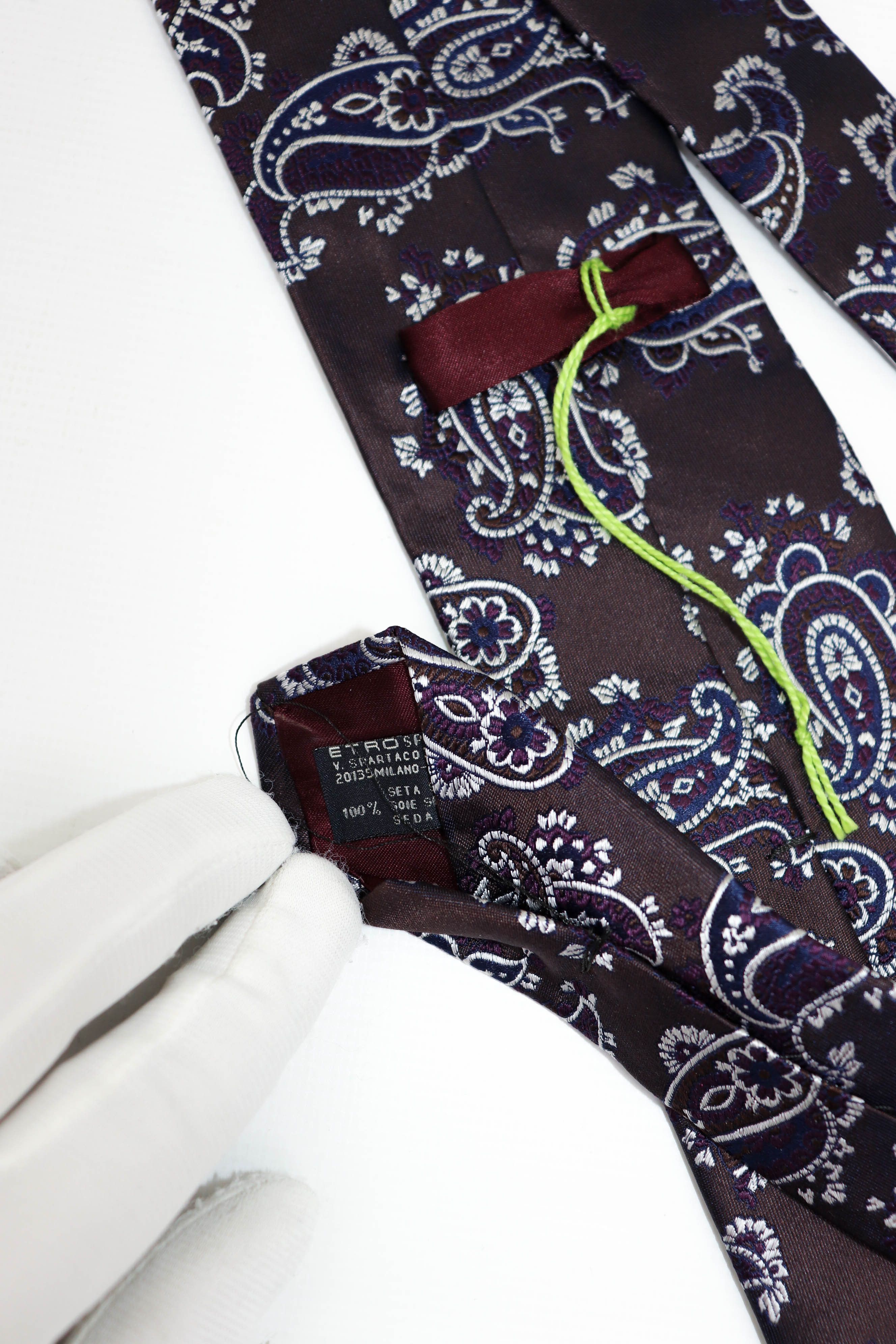 Etro ETRO Milano Brown Purple Embro Paisley Pattern Silk Tie Size ONE SIZE - 5 Thumbnail