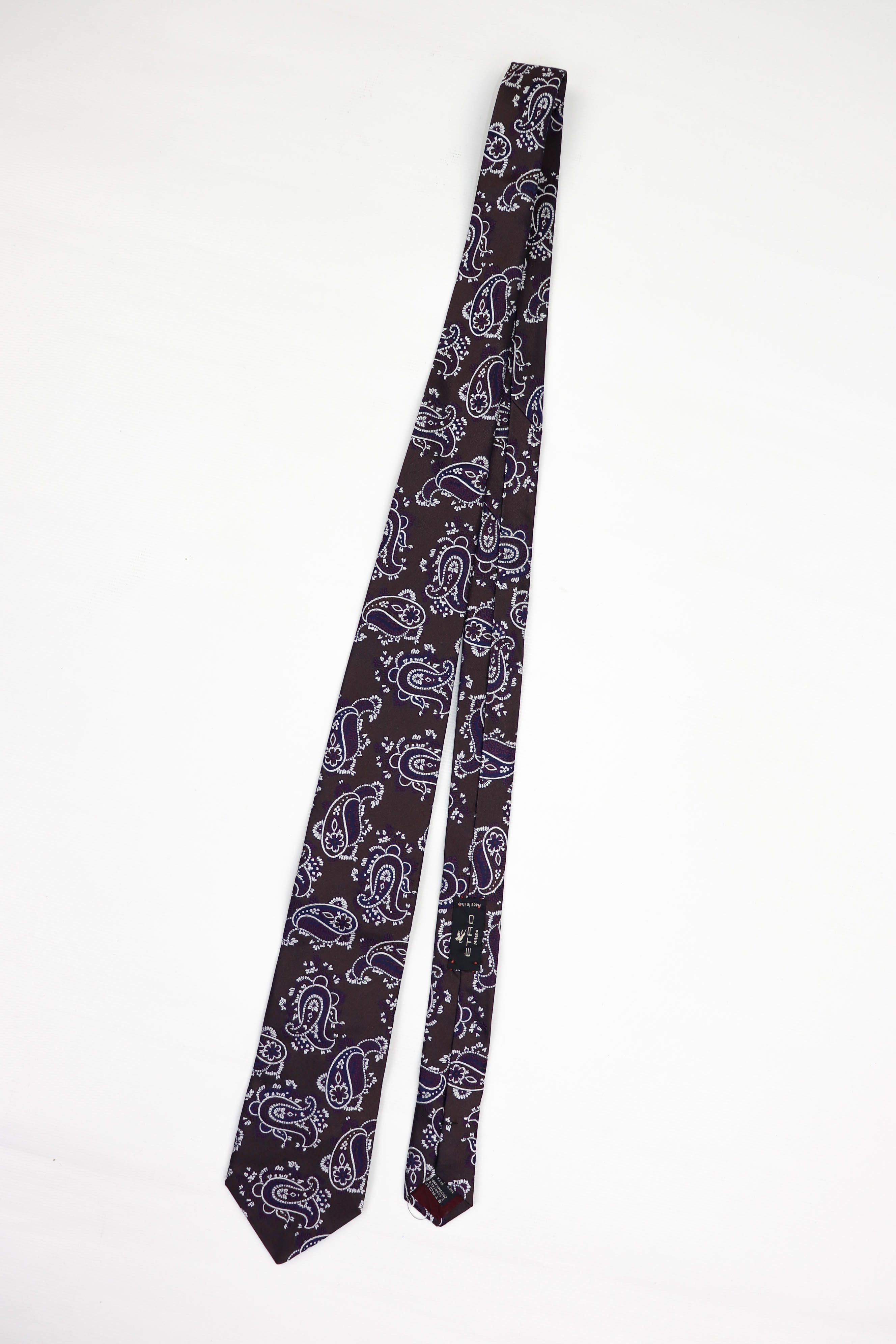 Etro ETRO Milano Brown Purple Embro Paisley Pattern Silk Tie Size ONE SIZE - 2 Thumbnail
