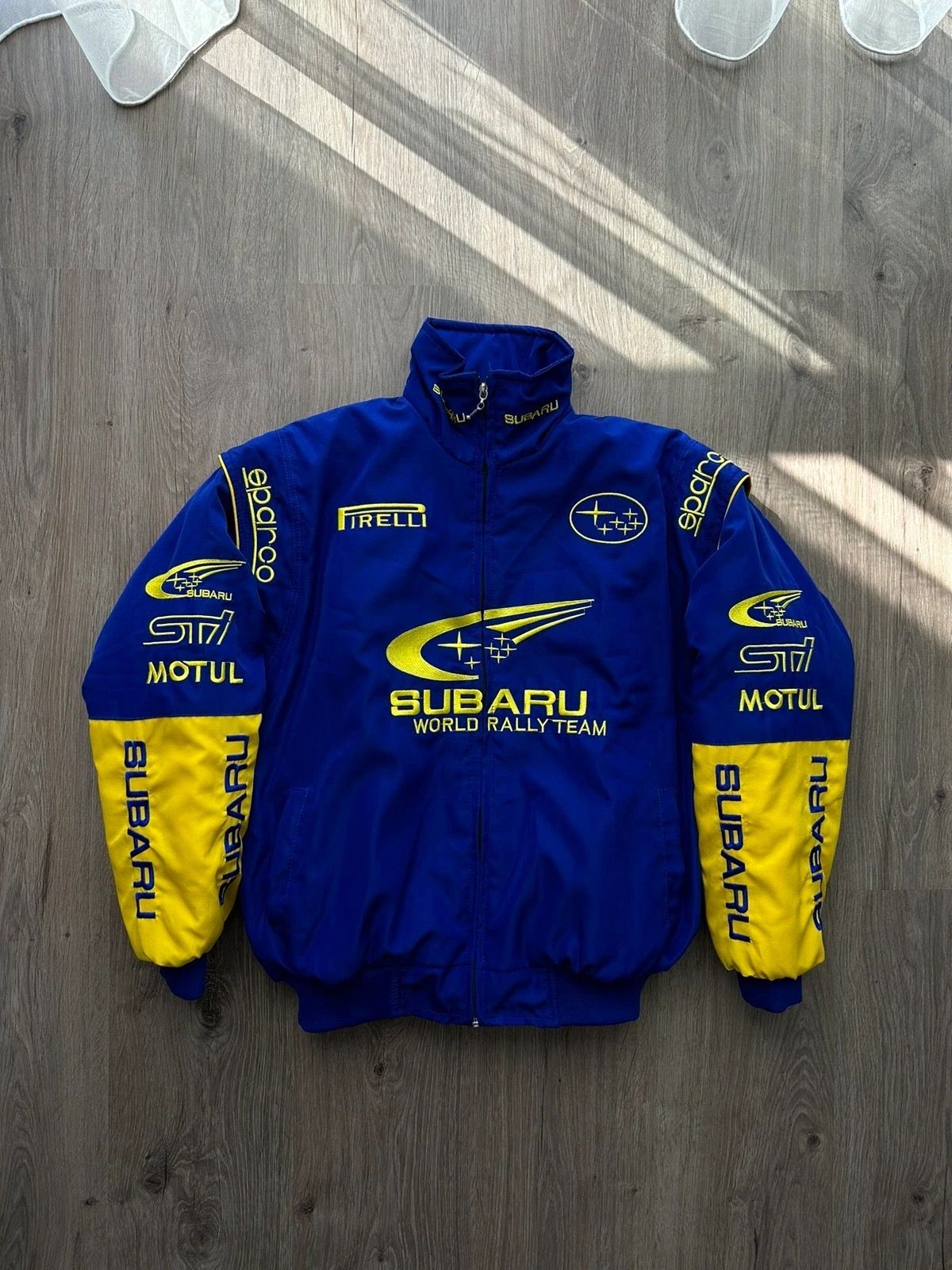 Pre-owned Nascar X Racing Vintage Subaru World Rally Team Sti Racing Jacket In Blue