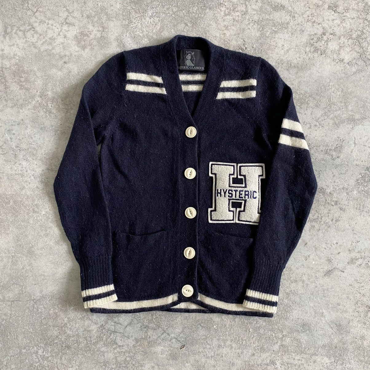 image of Hysteric Glamour Knitted Cardigan Sweater in Navy Blue, Women's (Size 2XS)