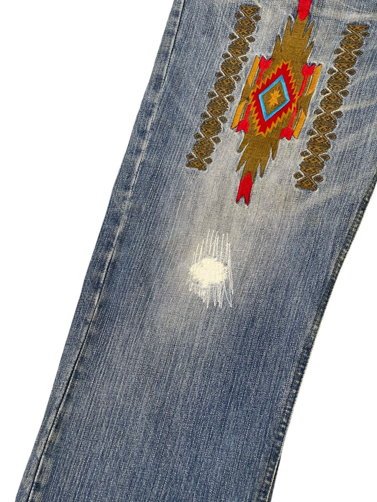 Japanese Brand Embroydery Native Jeans Global Work Distress Regular 2🟦4 Size US 33 - 6 Thumbnail