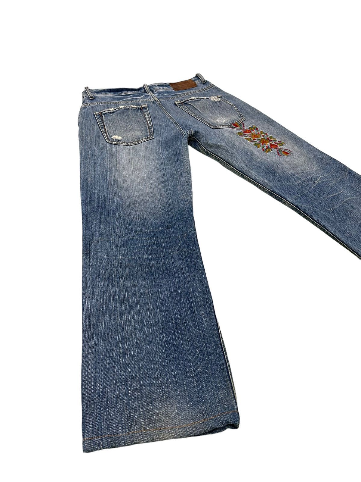 Japanese Brand Embroydery Native Jeans Global Work Distress Regular 2🟦4 Size US 33 - 14 Thumbnail