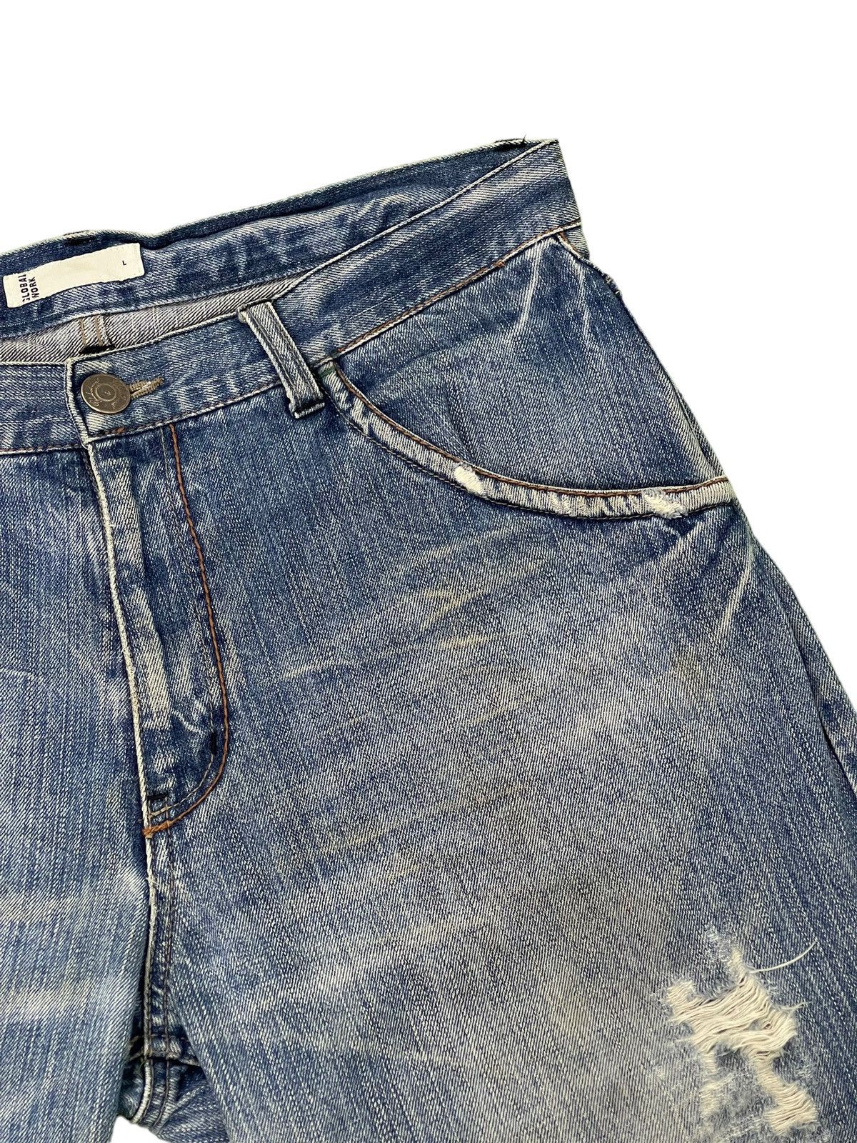 Japanese Brand Embroydery Native Jeans Global Work Distress Regular 2🟦4 Size US 33 - 10 Thumbnail
