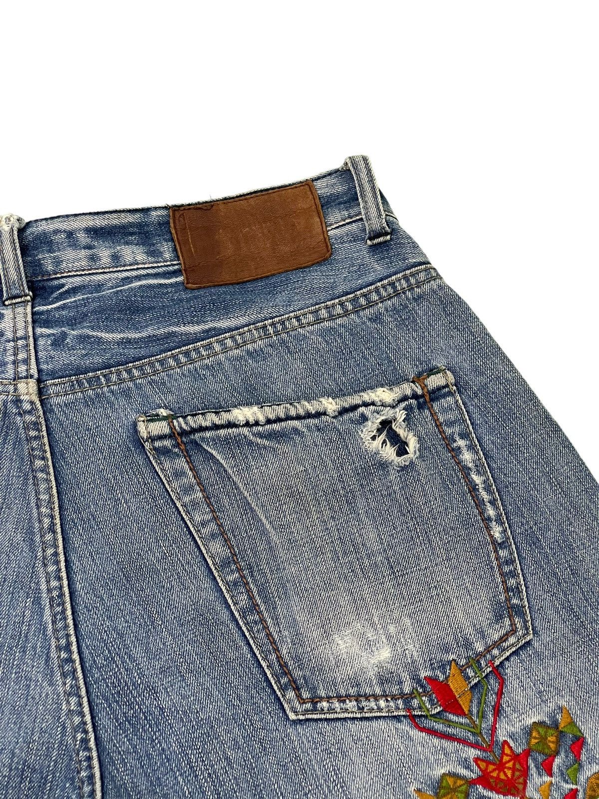Japanese Brand Embroydery Native Jeans Global Work Distress Regular 2🟦4 Size US 33 - 22 Thumbnail