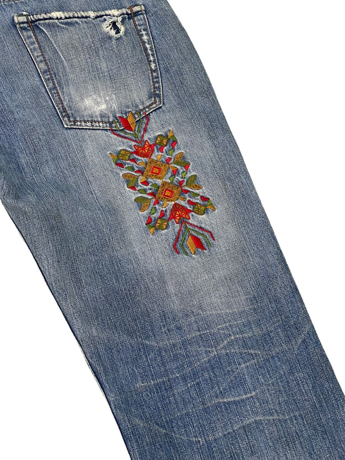 Japanese Brand Embroydery Native Jeans Global Work Distress Regular 2🟦4 Size US 33 - 19 Thumbnail