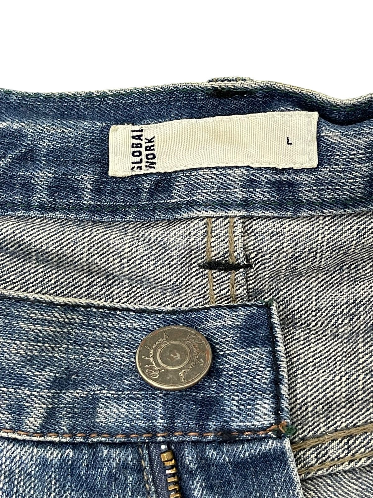 Japanese Brand Embroydery Native Jeans Global Work Distress Regular 2🟦4 Size US 33 - 12 Thumbnail