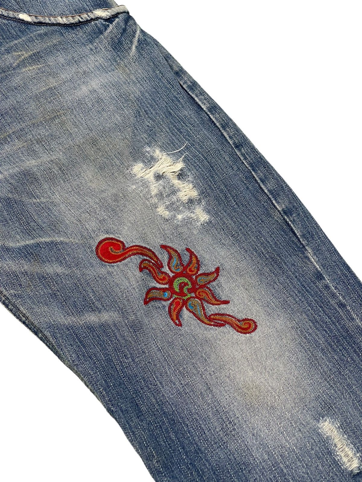 Japanese Brand Embroydery Native Jeans Global Work Distress Regular 2🟦4 Size US 33 - 7 Thumbnail