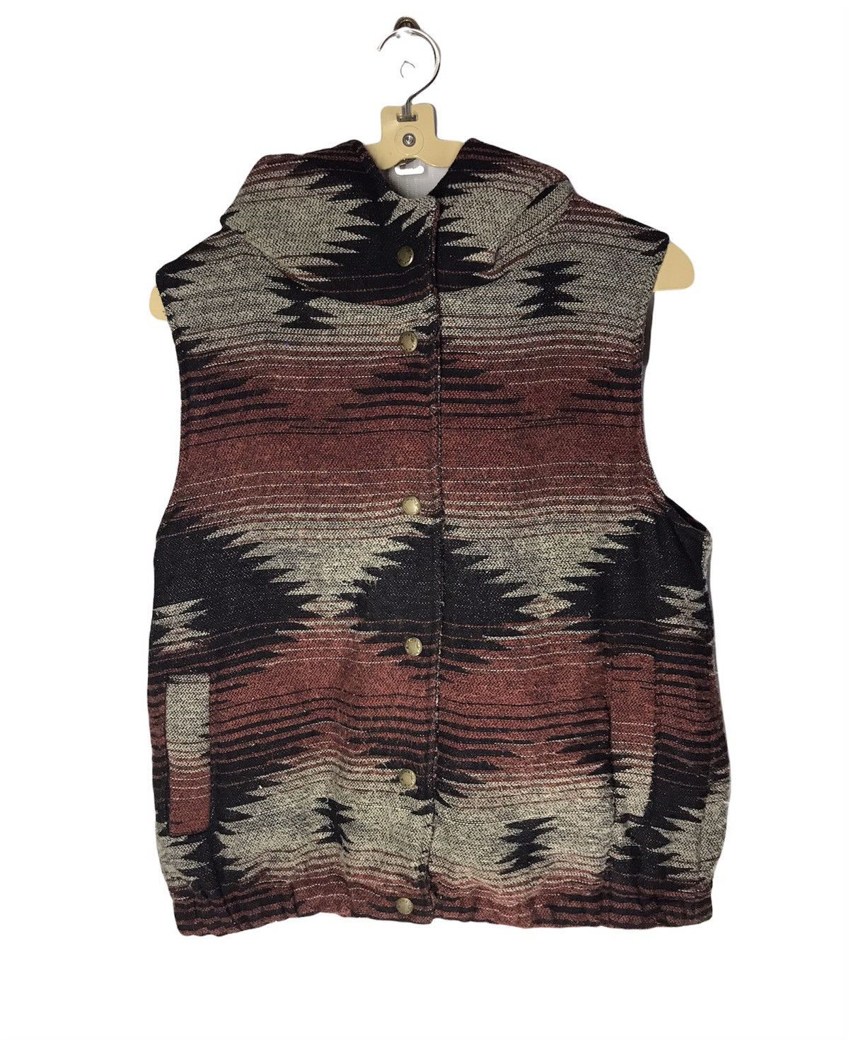 Native Navajo style sleeveless snap button hoodie by our property Size US S / EU 44-46 / 1 - 1 Thumbnail
