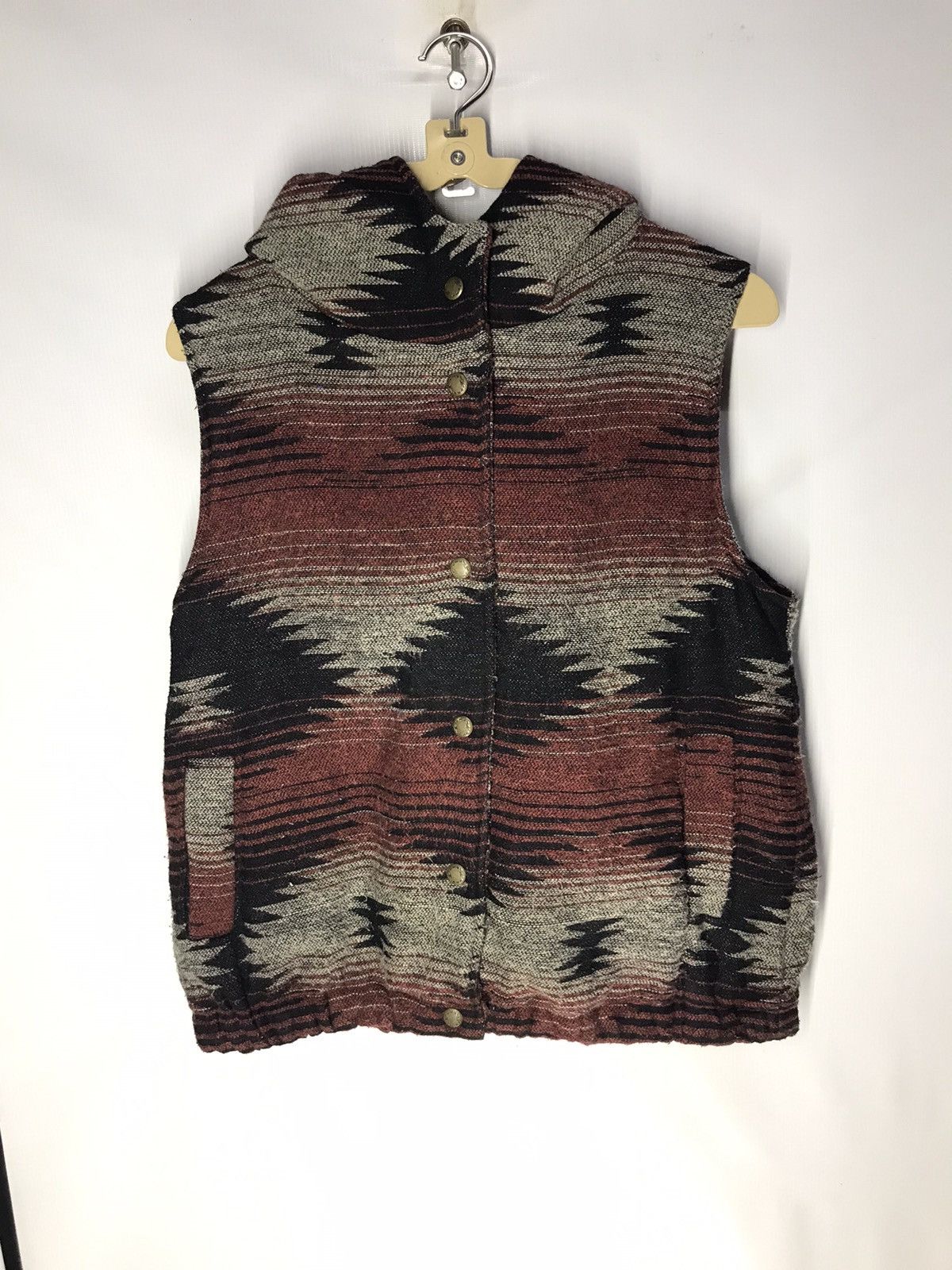 Native Navajo style sleeveless snap button hoodie by our property Size US S / EU 44-46 / 1 - 7 Thumbnail
