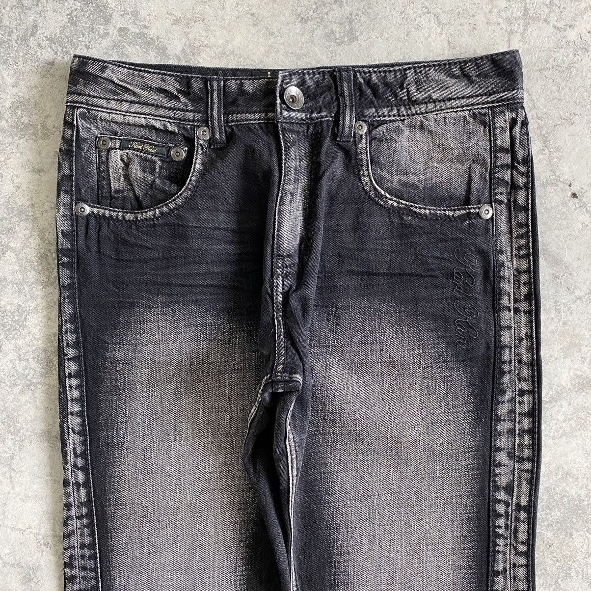 Ecko Unltd. 2000's Y2K Karl Kani Washed Black Wide Baggy Denim Jeans Size US 34 / EU 50 - 5 Thumbnail