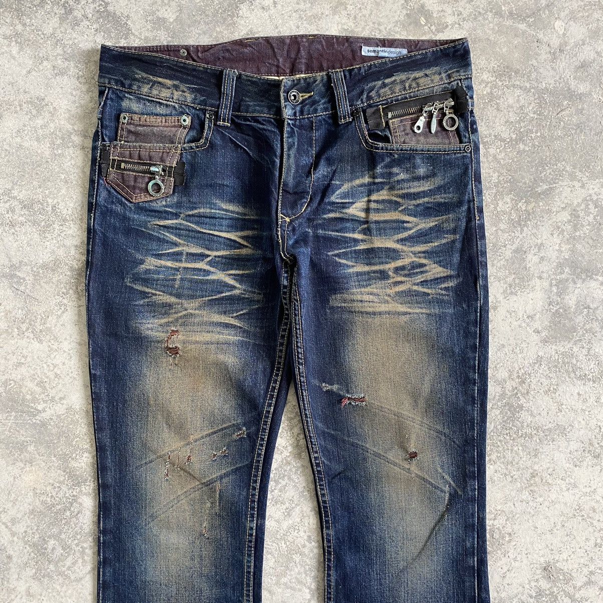 semanticdesign Semantic Design Japan Distressed Flared Mud Jeans Size US 33 - 2 Thumbnail