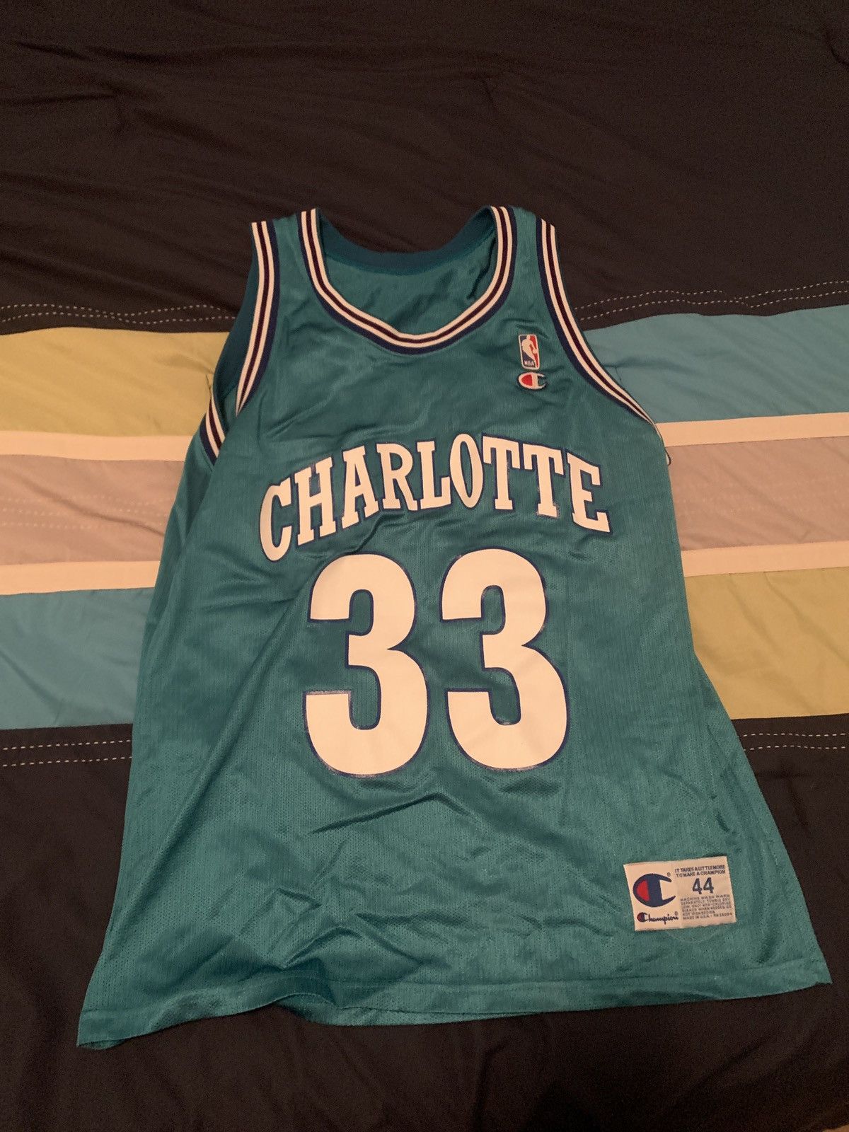 Champion Vintage Alonzo Mourning Charlotte Basketball Jersey Size 44 Size US XL / EU 56 / 4 - 1 Thumbnail