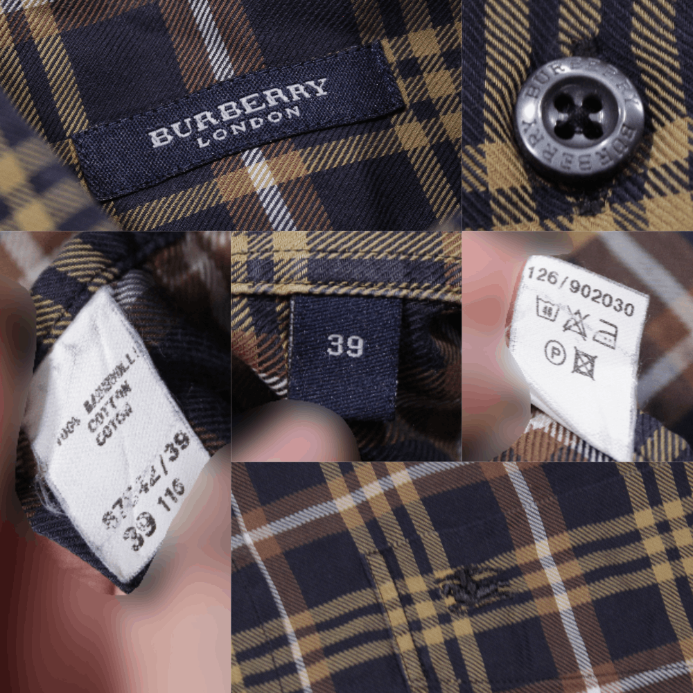 Burberry 00S Nova Check Dark Shirt Vintage Size US L / EU 52-54 / 3 - 7 Thumbnail