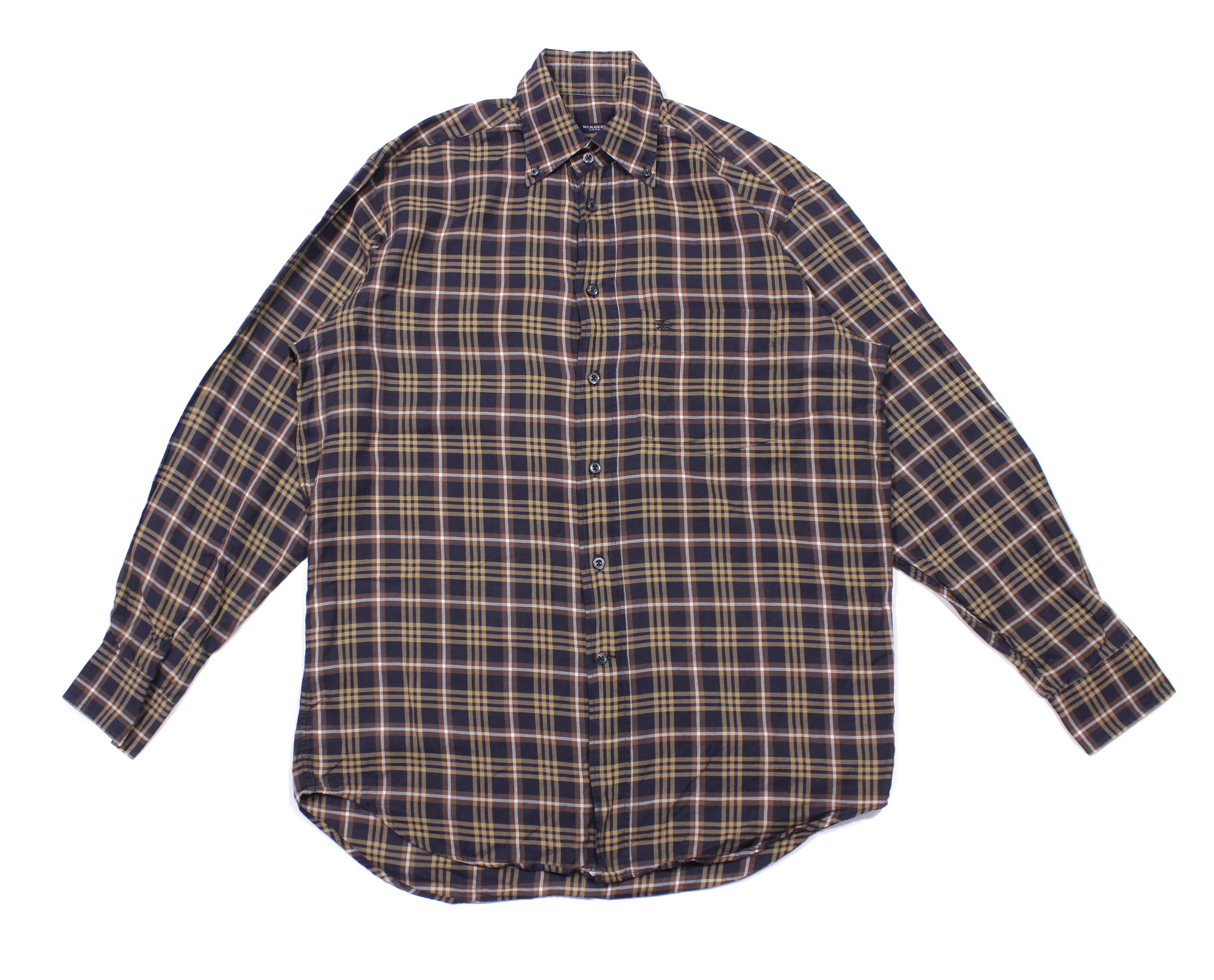 Burberry 00S Nova Check Dark Shirt Vintage Size US L / EU 52-54 / 3 - 1 Thumbnail