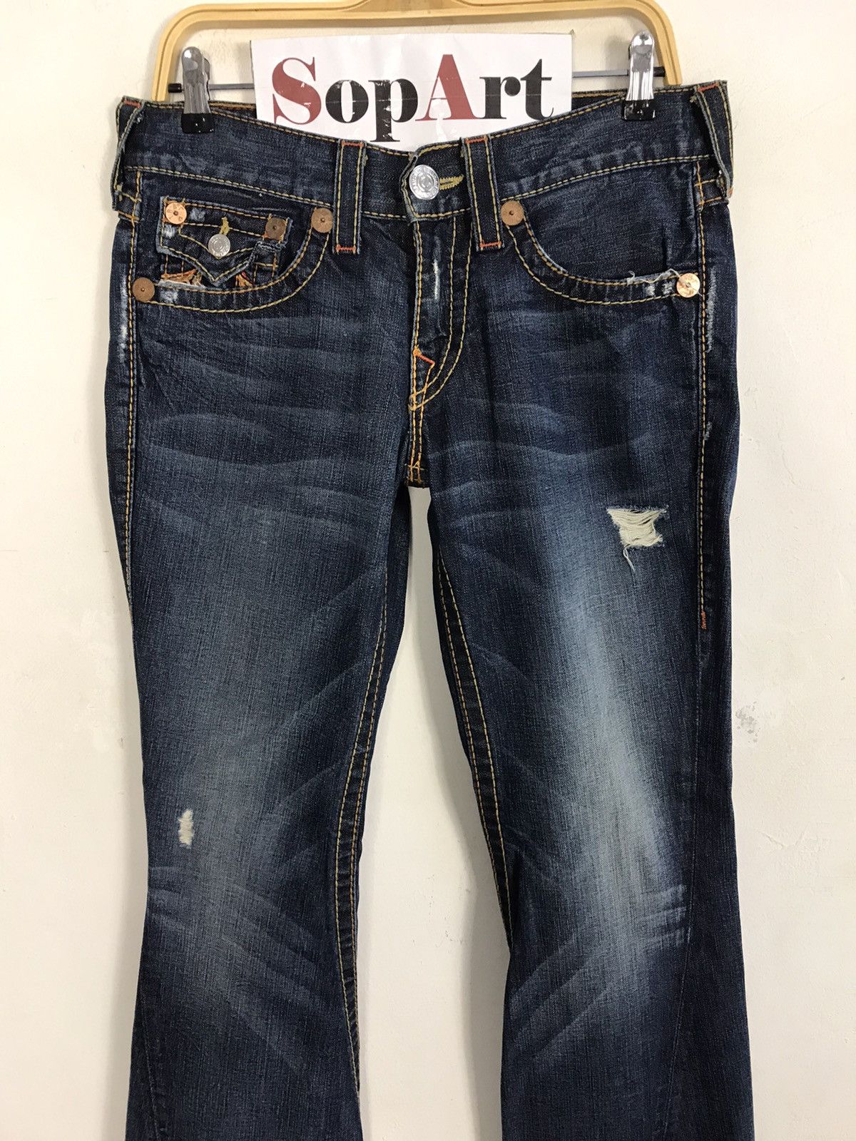 True Religion × Vintage Vintage True Religion Distressed Made in Usa Denim Jeans Size US 32 / EU 48 - 3 Thumbnail