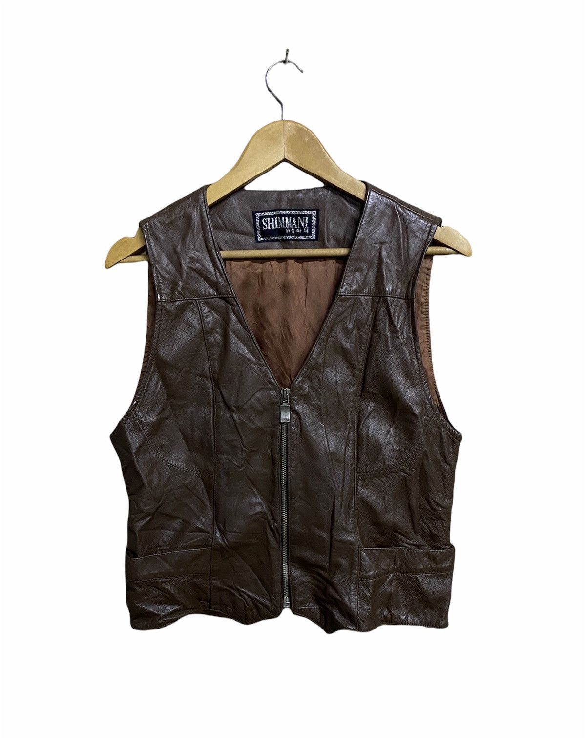 image of himmani Vintage Leather Vest, Men's (Size Small)