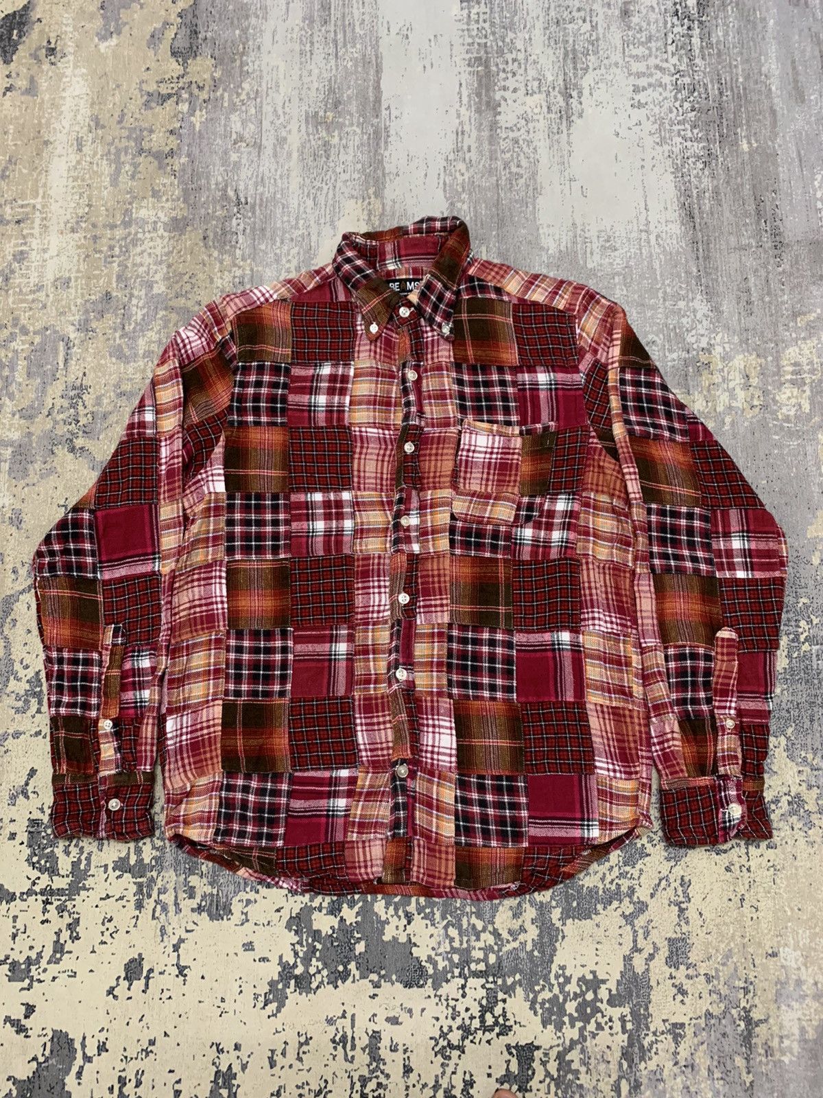image of Grailog Beams Plus Edition "kamakura" Patchwork Shirt, Men's (Size Medium)