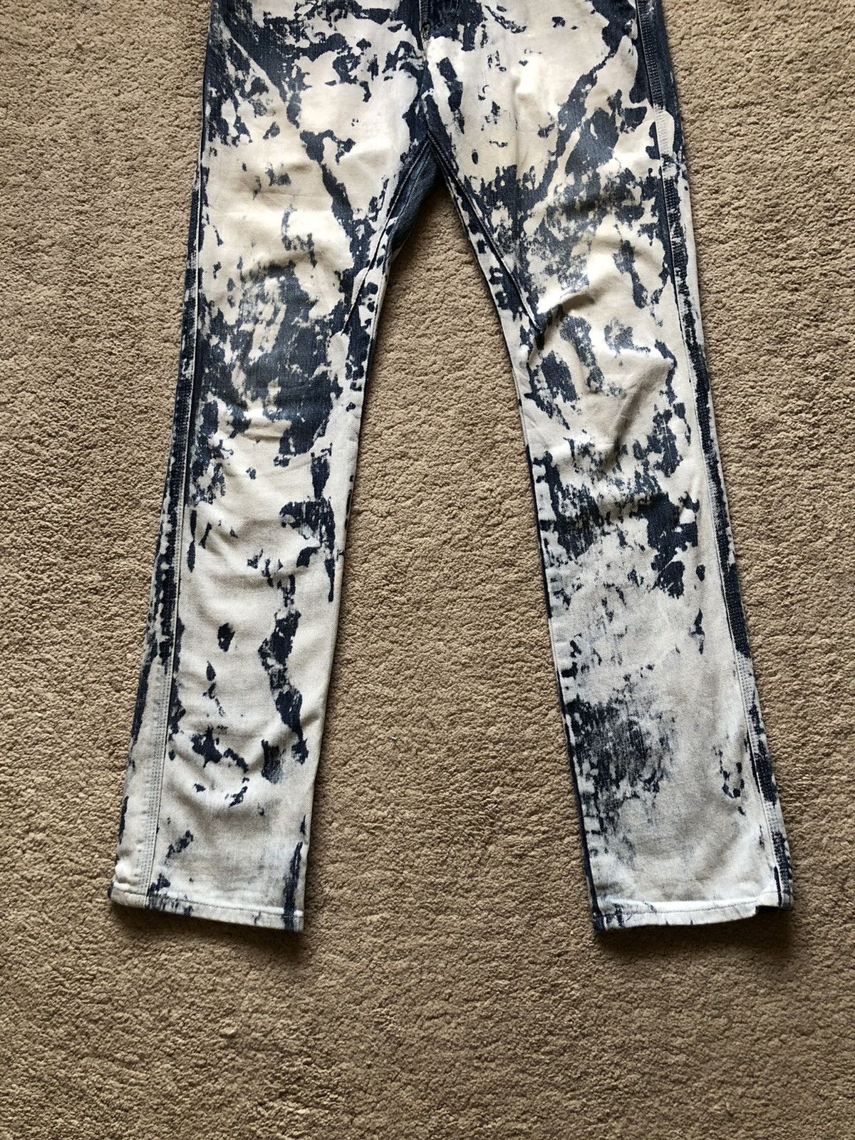 Japanese Brand 2000s Schlussel Japan Bleach Wash Jeans Size US 33 - 3 Thumbnail