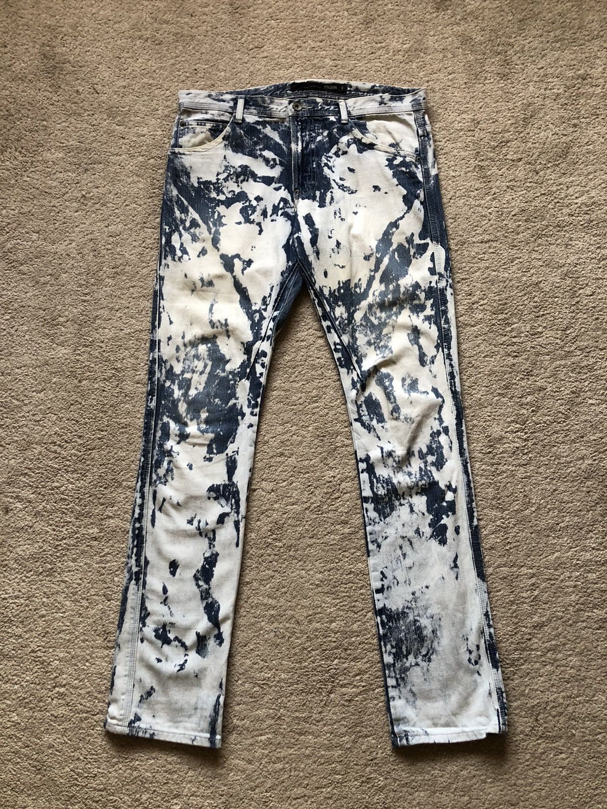 Japanese Brand 2000s Schlussel Japan Bleach Wash Jeans Size US 33 - 1 Thumbnail
